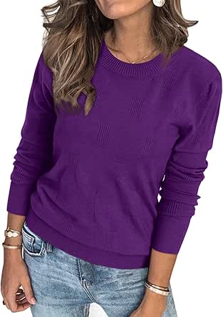 Arach&Cloz Womens Fall Sweaters Fashion Clothes 2023 Long/Short Sleeve Pullover Crew Neck Lightweight Summer Tops Cozy Clouds