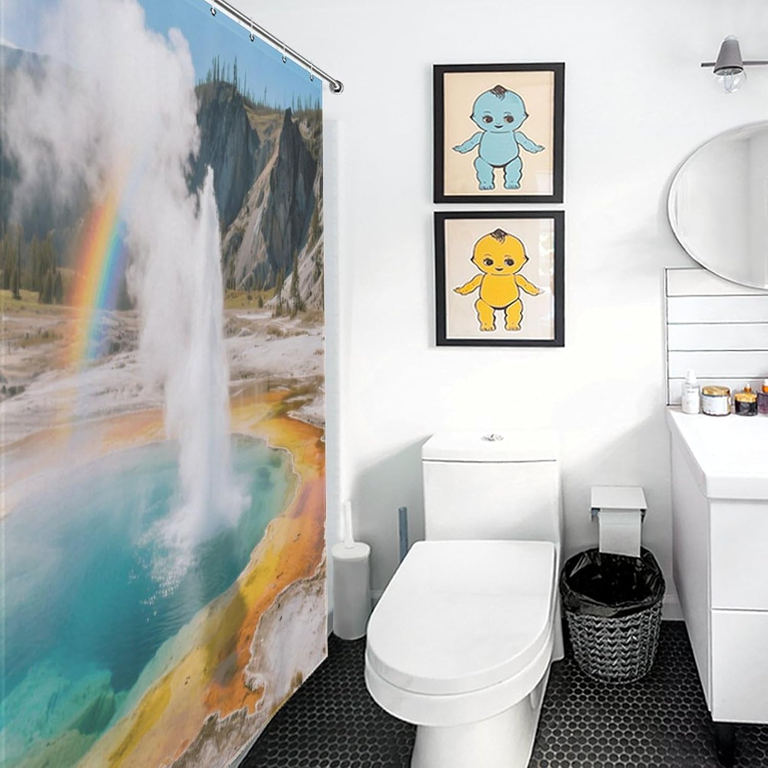 Shower Curtains Fabric Shower Curtain Liner Liner Showers Curtain Yellowstone National Park Geysers Showers Curtin Opaque for Privacy Protection Water Splash Protection High Aesthetics