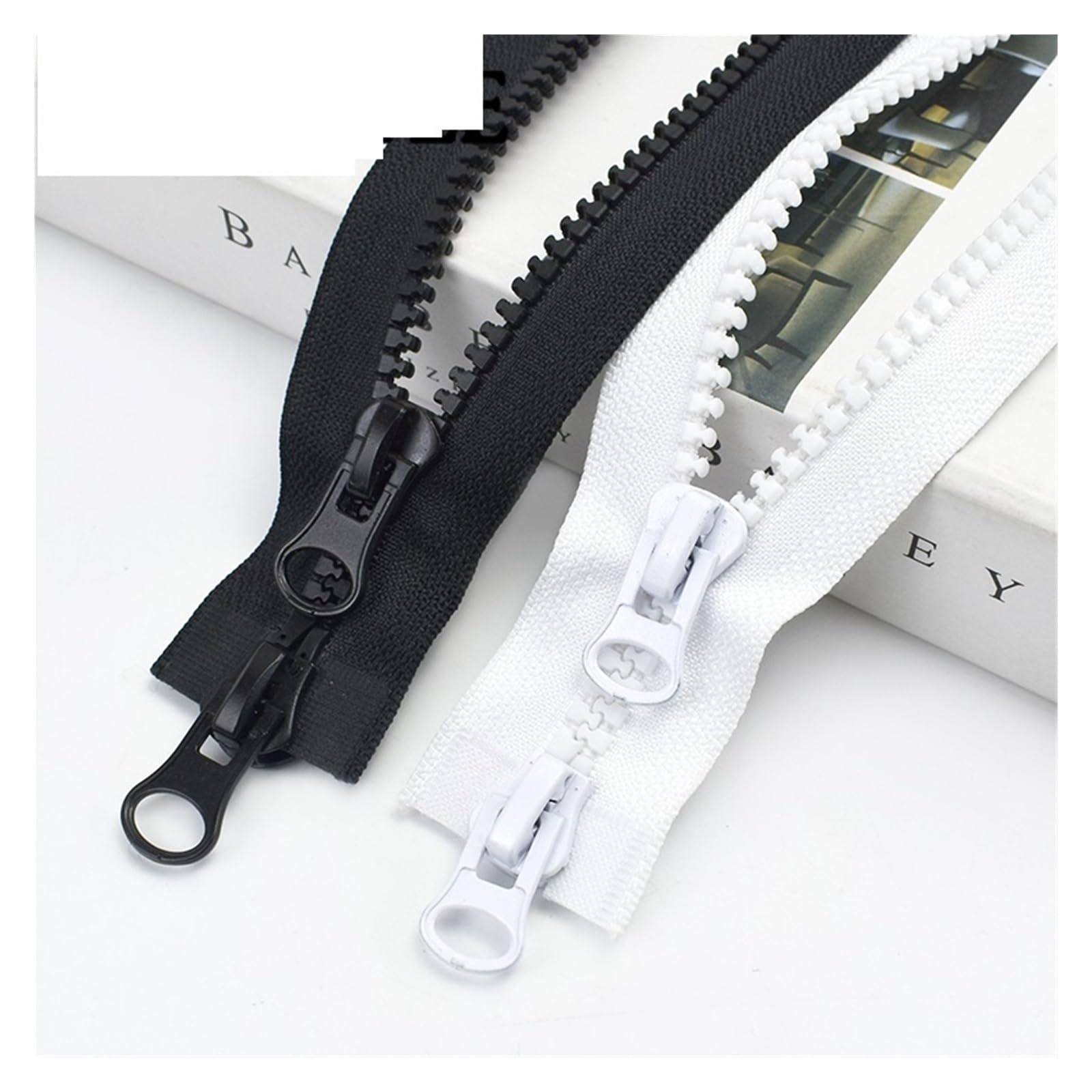 zamki do szycia, Zamek błyskawiczny 60-250 cm, podwójne suwaki, zamek z otwartym końcem, kurtka, płaszcz, namiot, czarne zamki, akcesoria do szycia DIY(White,60CM-NO8)