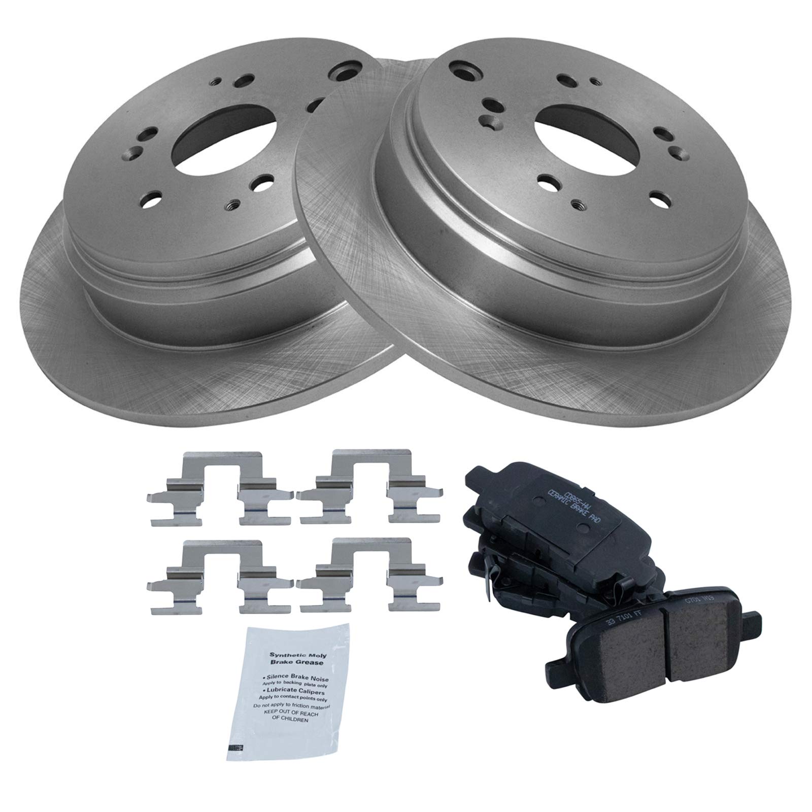 TRQ Rear Brake Pad & Rotor Kit Brake Pads Brake Rotor Ceramic Compatible with 2002-2004 Honda Odyssey