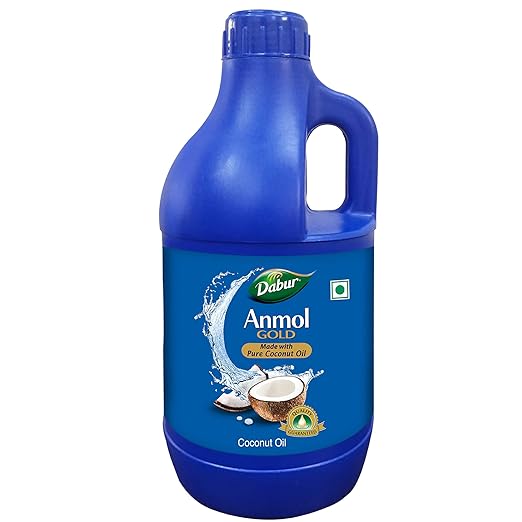 Dabur Anmol Gold 100 % Pure Coconut Oil - 1L | Natural | Nariyal Tel | Handpicked Sundried Coconuts | Multipurpose Oil
