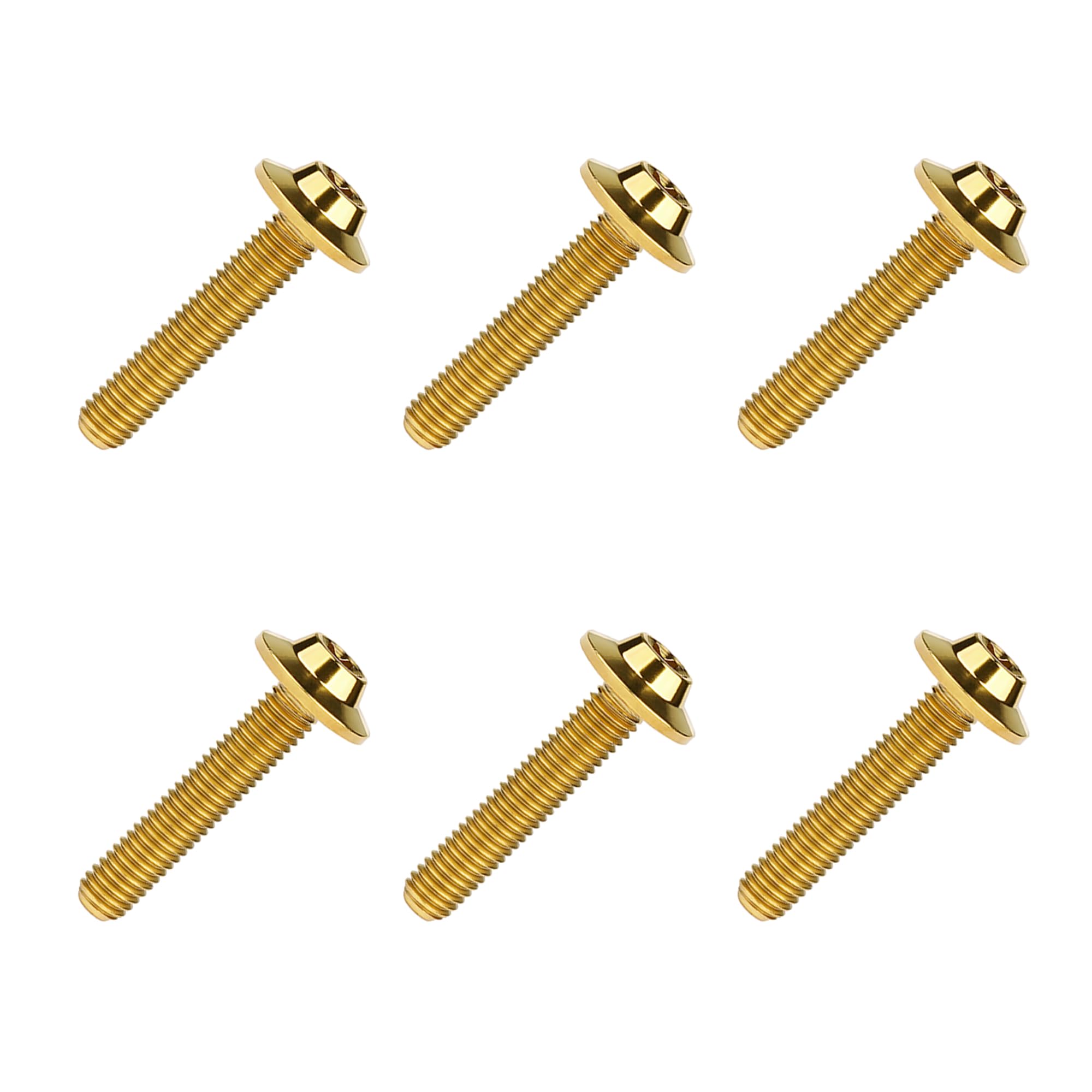 DWAMMEBRS Bolt M5 M6x10 12 15 20 25 30 35mm T25 T30 Torx Head Screw Pack of 6(Gold,M6x30mm)