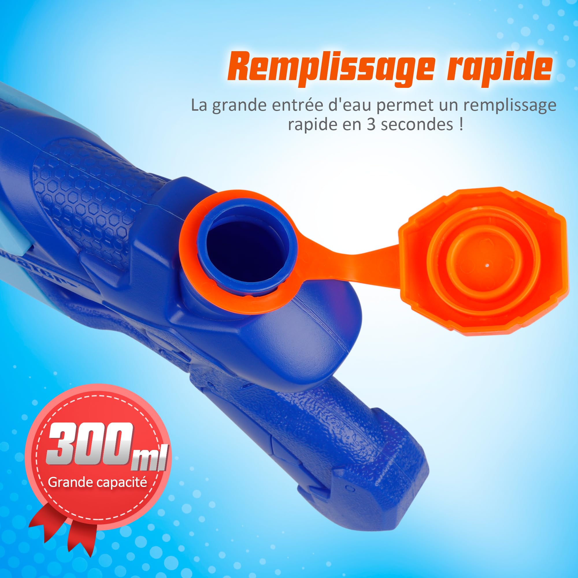 D-FantiX 2 Pistolets à Eau pour Enfants Adultes - Blaster Soaker avec Grande Capacité 300ml Longue Portée de 10Meter Jet d'eau Combat pour Garçons Filles en Eté