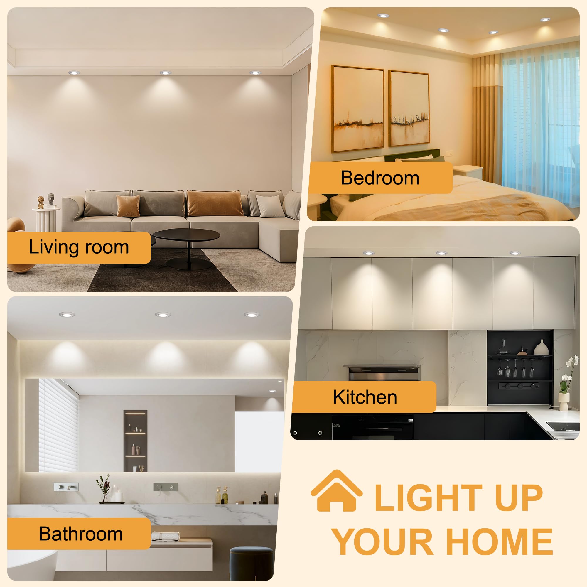 3CCT Downlight LED Techo Empotrable 230V Regulable 68mm 5.5W IP44 Ojos de Buey Extraplano Focos LED Interior Techo 45° Giratorio Foco Empotrable para Baños, Níquel 6 Pack