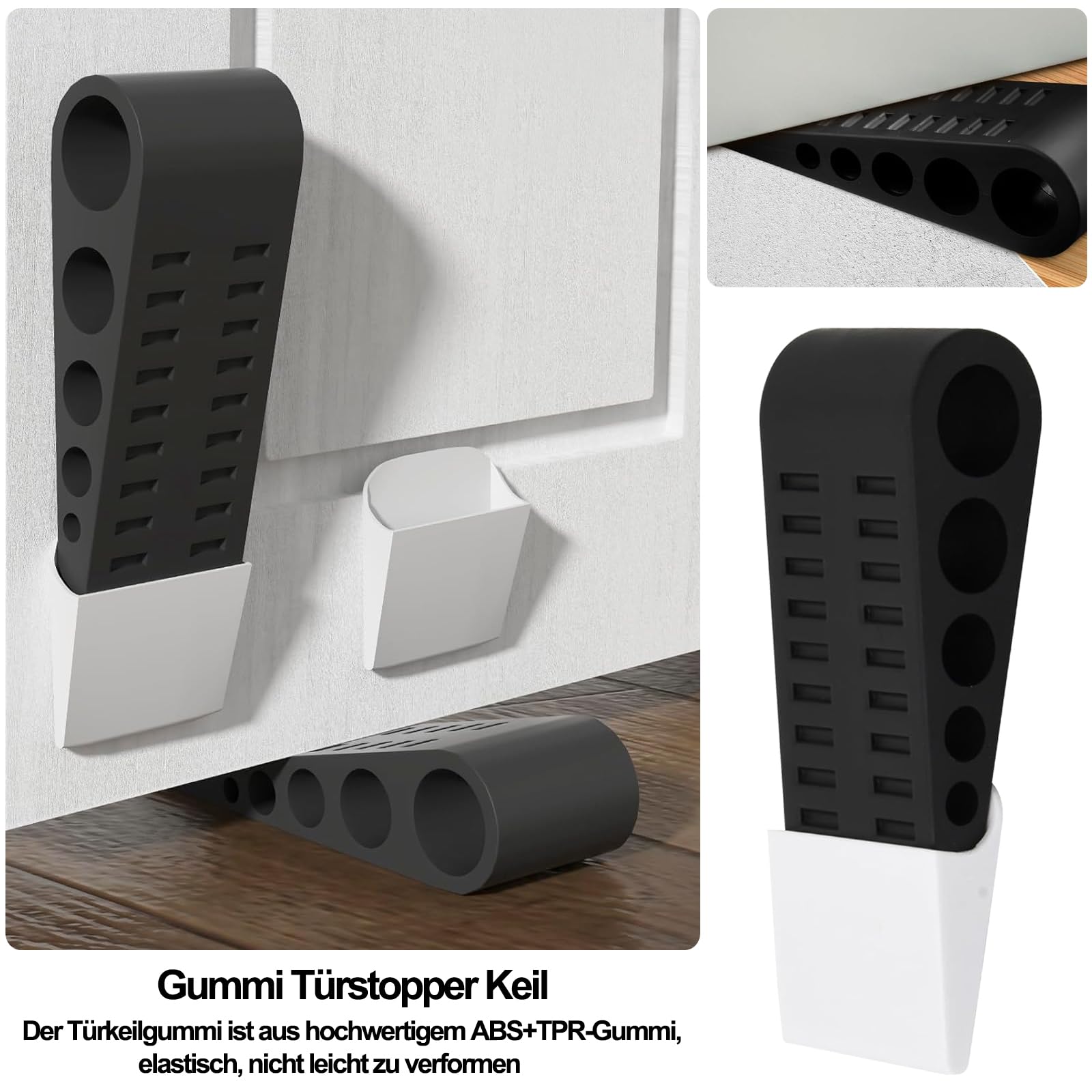 Fermaporta In Gomma | 2 Pezzi | Antiscivolo E Autoadesivo | Per Interni Ed Esterni | Nero - Foto 6