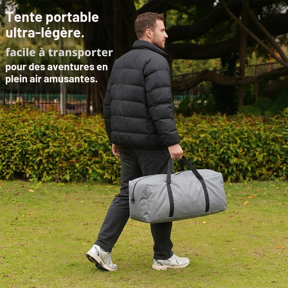 Tente familiale pour 4 personnes, tente tunnel avec 2 cabines de couchage et auvent, montage rapide en 10 min, tente de camping étanche 3000 mm avec UPF 50+, tente légère pour camping familial et