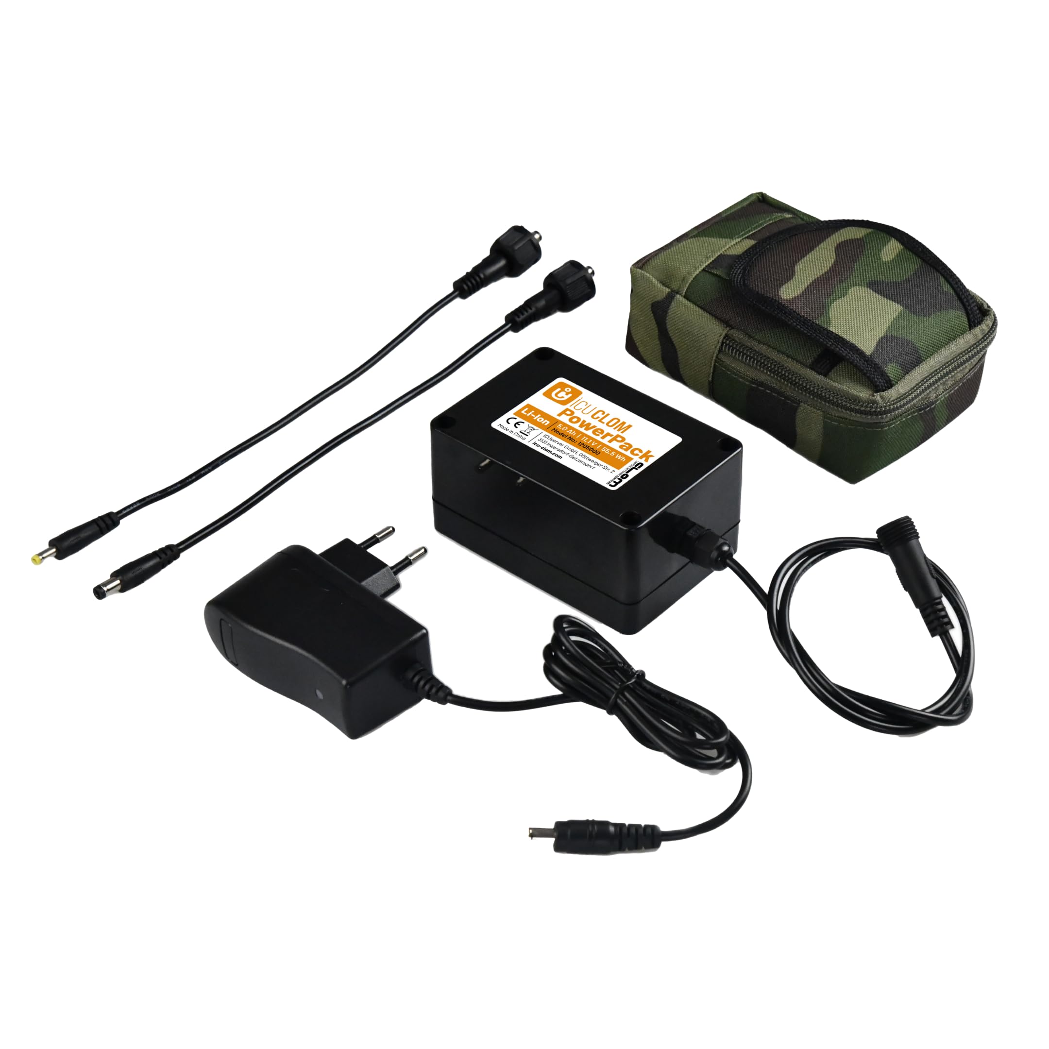 icuserver ICU Powerpack 5.0 Ah - Super Li-Ion Akku, 4-5x Langlebiger, Universal Netzteil, Kompatibel mit Allen Wildkameras mit 12 Volt und DC4017 oder DC5521 Anschluss