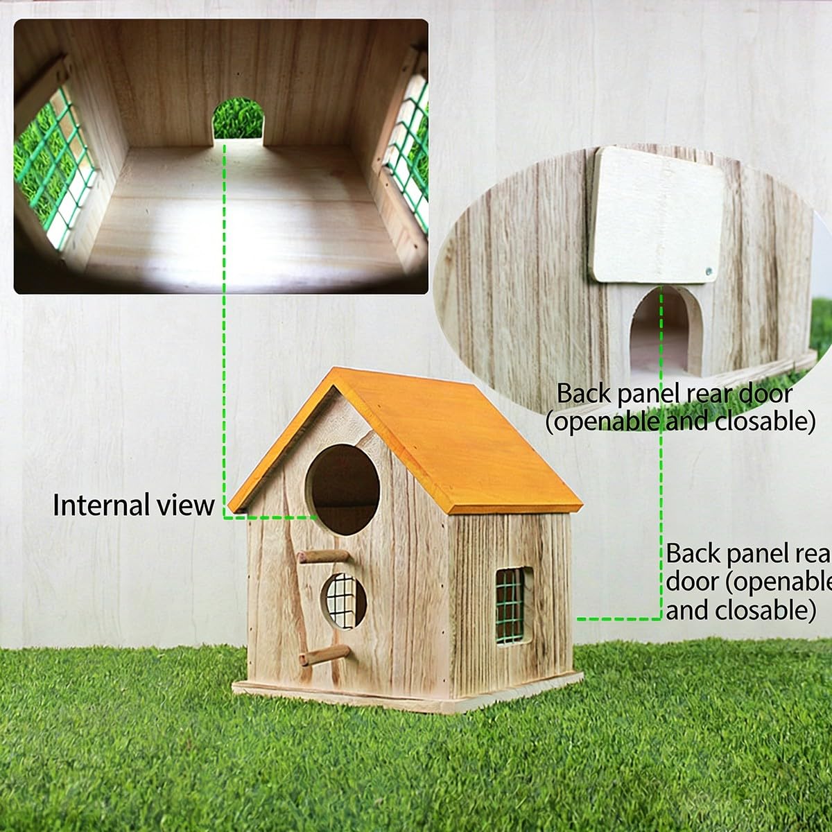 Casetta per Uccelli Giardino Casetta in Legno Impermeabile Facile Installazione Adatta a Pettirossi Passeri Uso Anno Intero Protegge Nidi da Pioggia Calore Pannello Rimovibile per