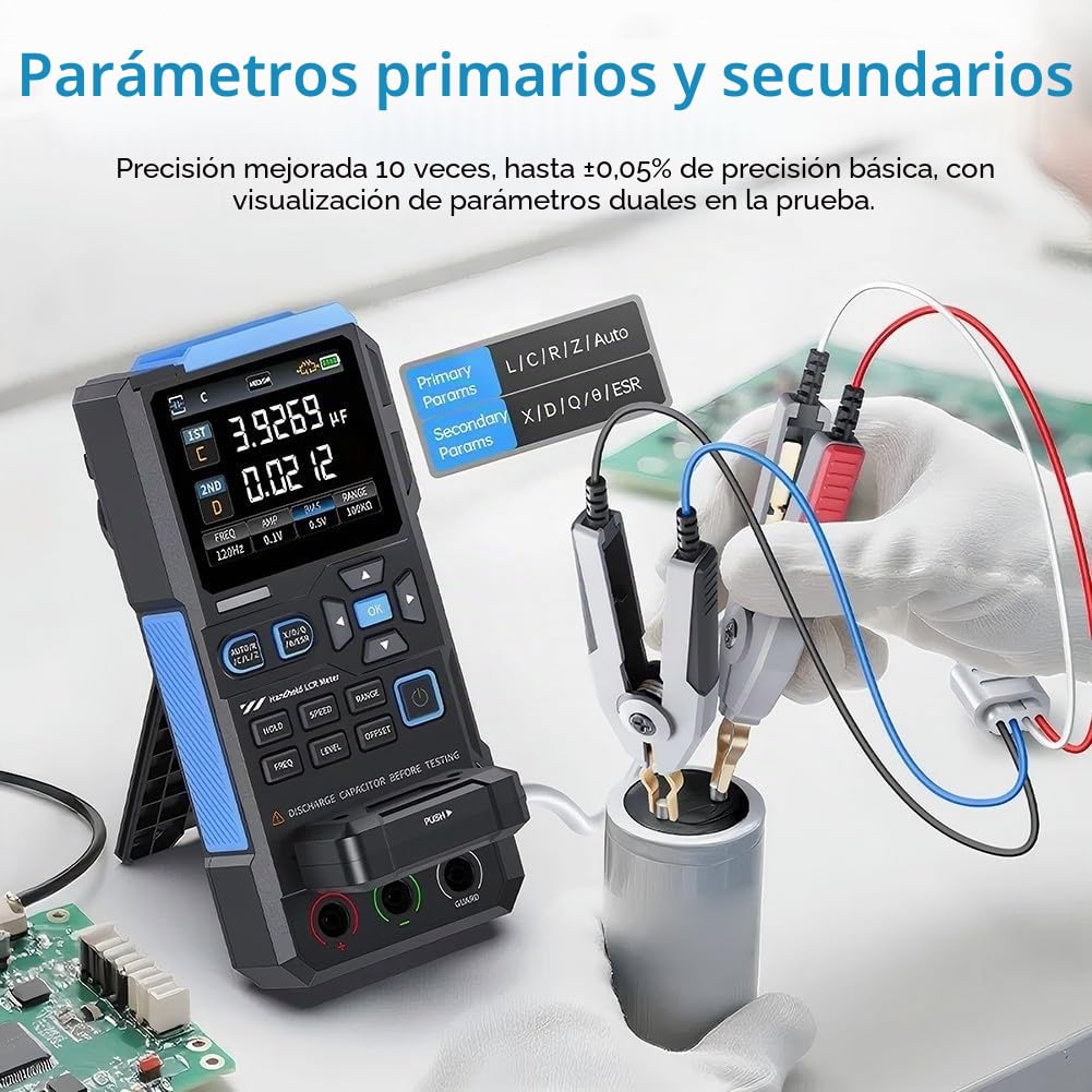 LC1020E Digital Bridge LCR ESR Meter Handheld Tester para resistencia capacitancia inductancia medición con 5 frecuencias 3 niveles de prueba (LC1020E Inglés)