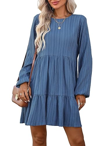 HELYO Women's Casual Dress Long Sleeve Crew Neck Tunic Fashion