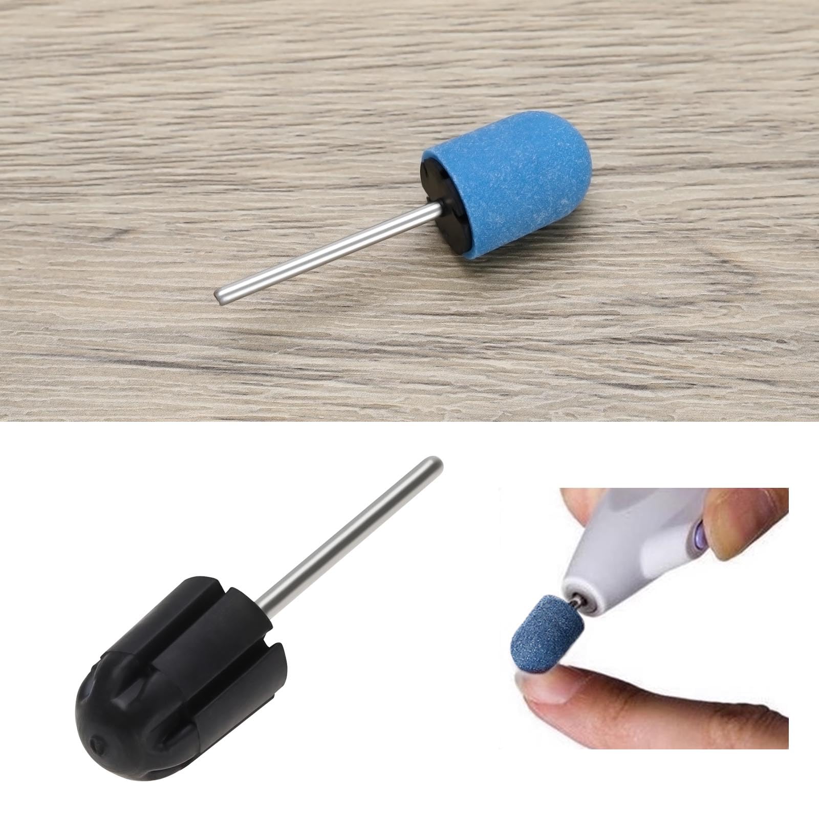 eMagTech 11pcs Sanding Cap Polisher Nail Drill Accessory Blue Sand Cap For Nail Enhancement And Pedicure 13x19mm 180 Grit Fine - Image 3