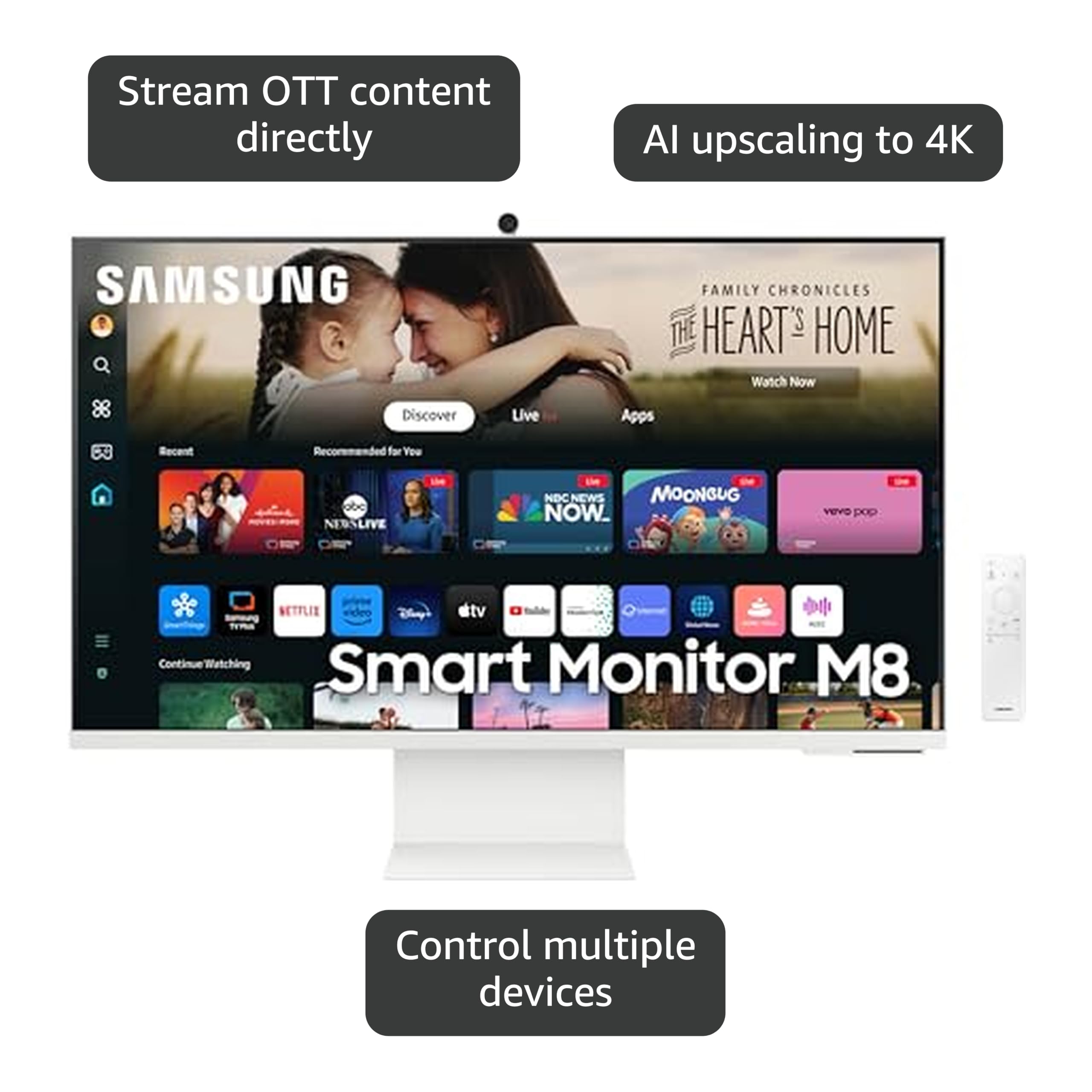 Samsung Smart Monitor M8 4K UDH 32インチ Amazon.com: SAMSUNG 32-Inch M8 (M80D) Series 4K UHD Smart Monitor