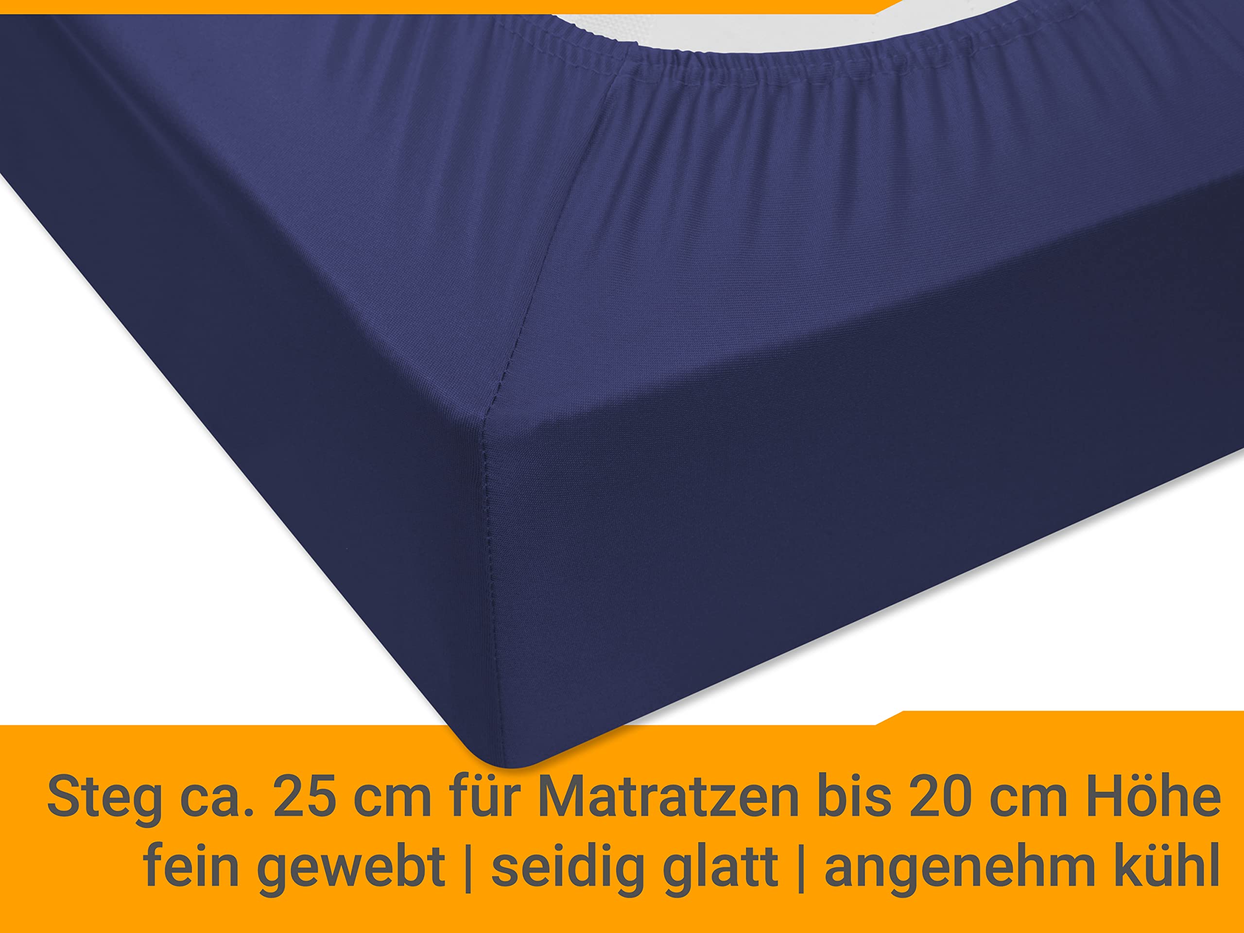npluseins Lenzuolo con angoli in microfibra – traspirante e adatto a persone allergiche 1519.2192, 90-100 x 200 cm, blu navy