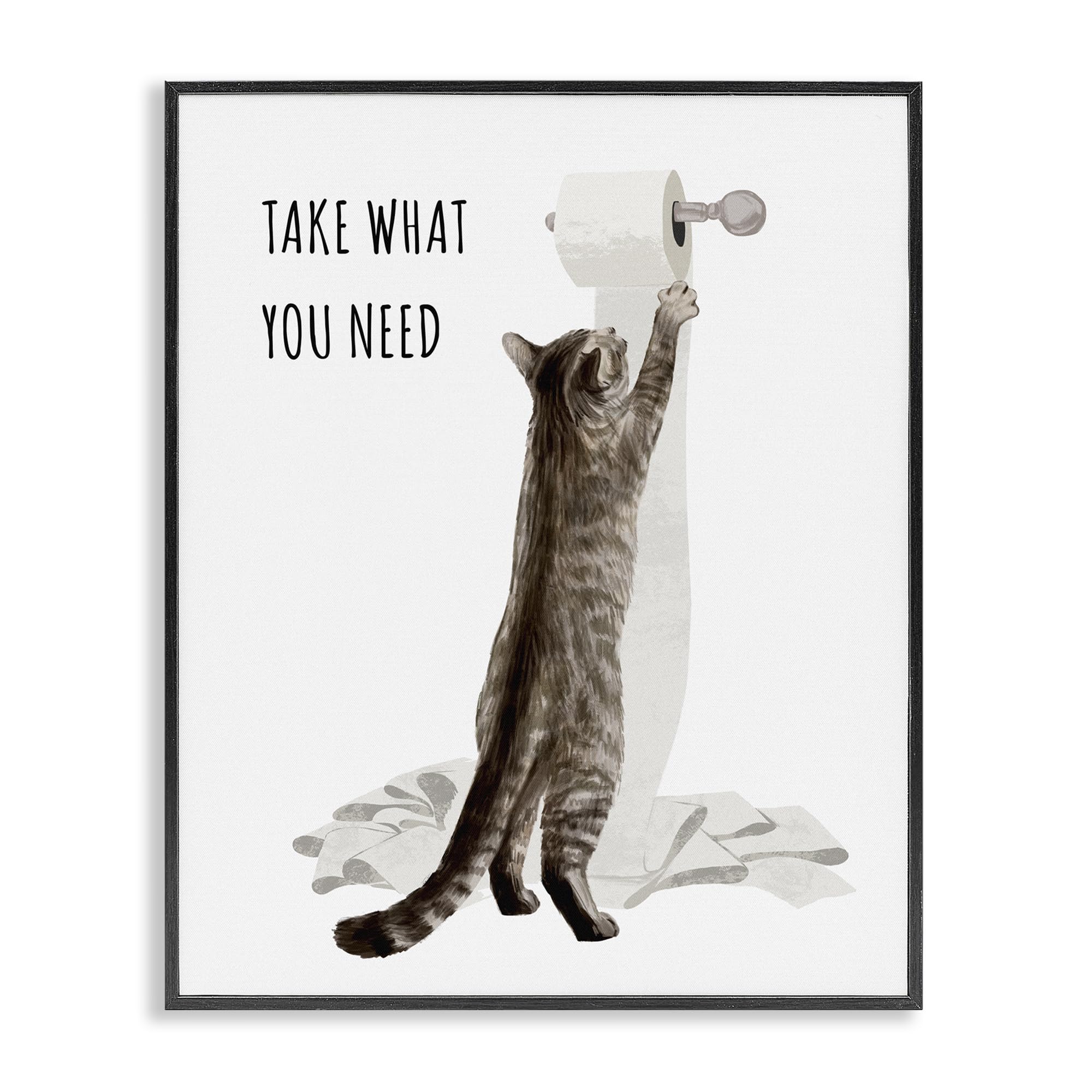 Humorous Cat Bathroom Comic, 16 x 20 Inch Framed Giclée Print