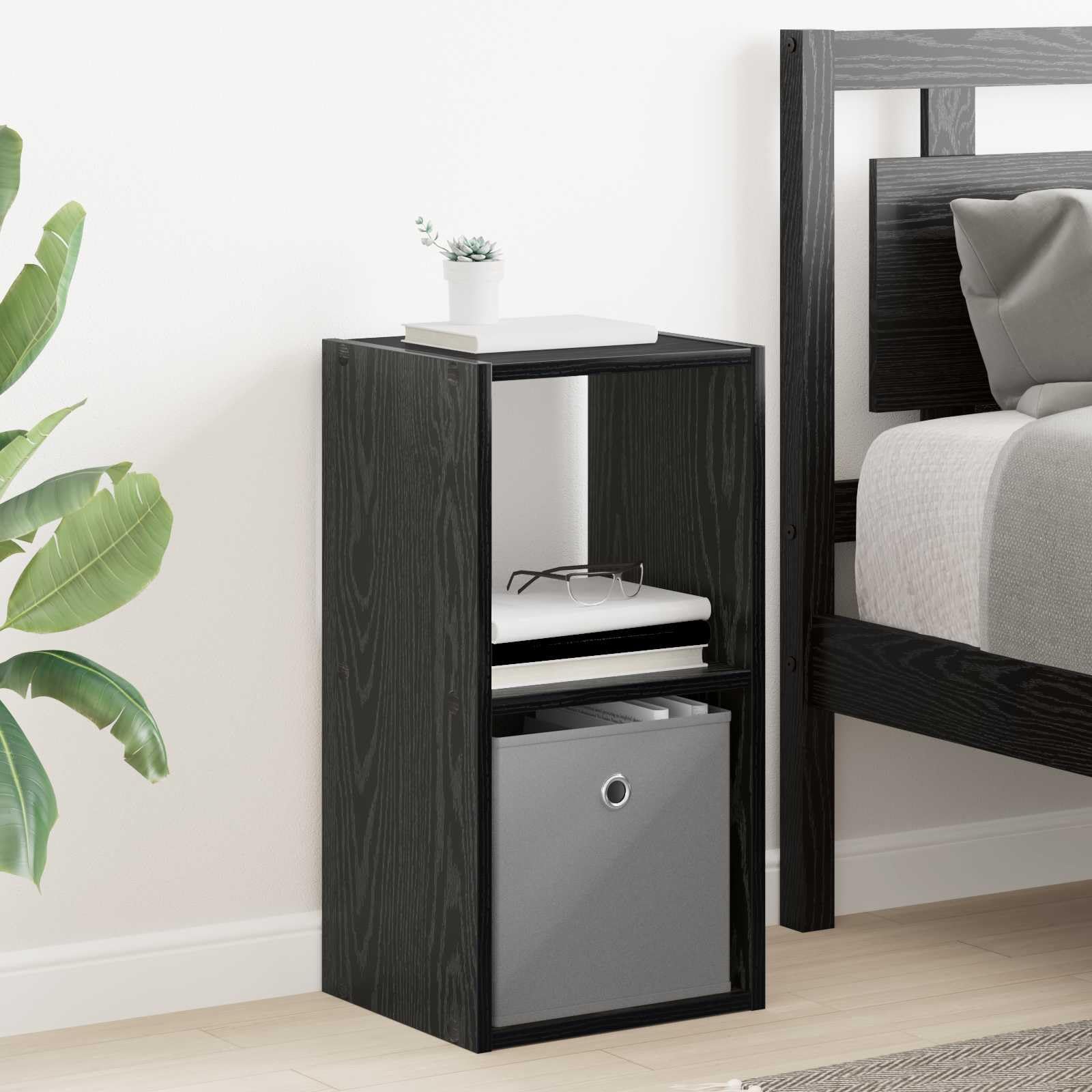 Générique Comodino, 2 pezzi, rovere nero, 30,5 x 27 x 59,5 cm, tavolino da notte moderno con cassetto e maniglia integrata, organizer intelligente per camera da letto, soggiorno o ufficio, design