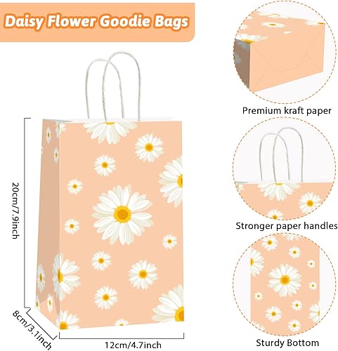 Miniatura 3 de 24 bolsas de regalo de flores de margarita, bolsas de regalo de flores de margarita hippie, decoraciones de fiesta para niñas, cumpleaños, baby