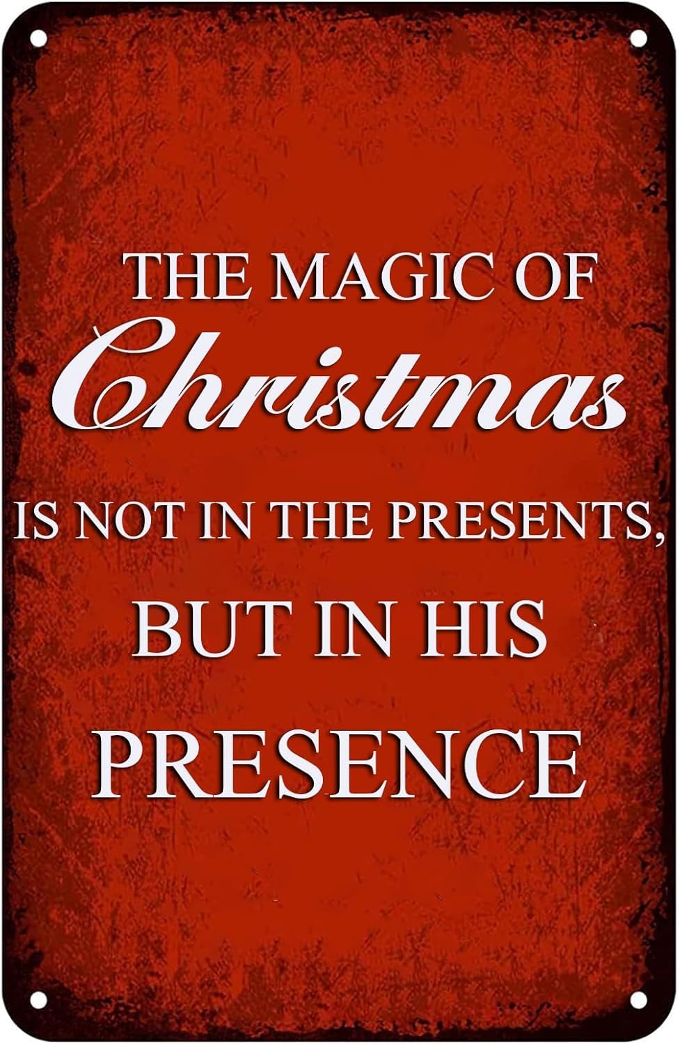 SMAZDFXX The Magic of Christmas isin The Presents Vintage Christmas Metal Signs for Home Kitchen Cafe Coffee Store Room Winter Decor Plaque 8"x12"