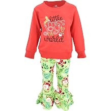 Unique Baby 2 Piece Girls Ruffle Leggings Outfit with Sweater Shirt Kid and Toddler Clothes Set