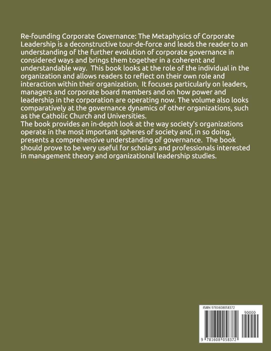 Refounding Corporate Governance: The Metaphysics of Corporate Leadership