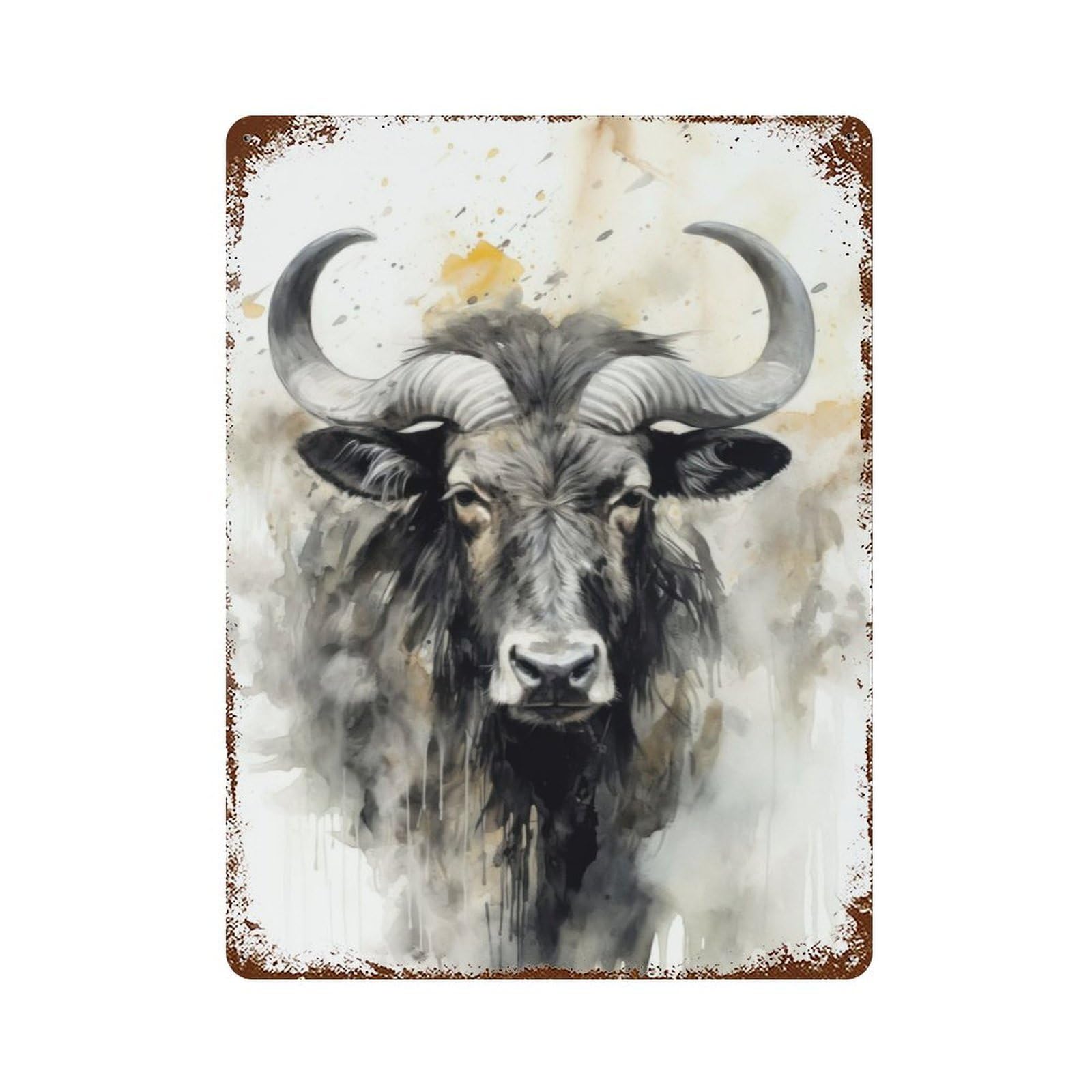 Wildebeest Beauty Art Rusty Metal Tin Sign 15.7"x11.8", Shabby Chic Decor for Garage, Bar And Workshop Decor