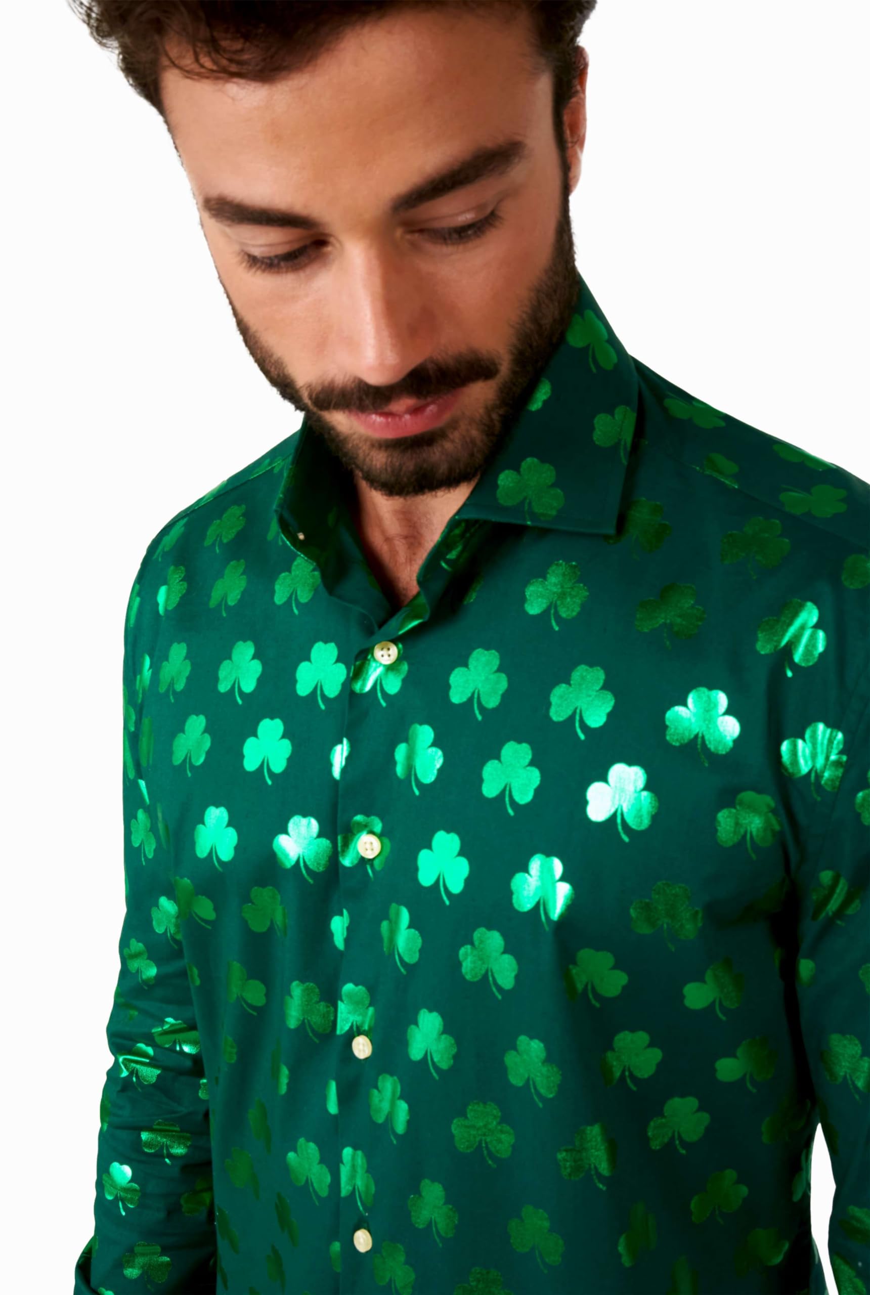OppoSuits Herren St. Paddy's Day Hemd - St. Patrick's Day Party Wear - Slim Fit - Inklusive 1 Button-Up Hemd- Langärmliges
