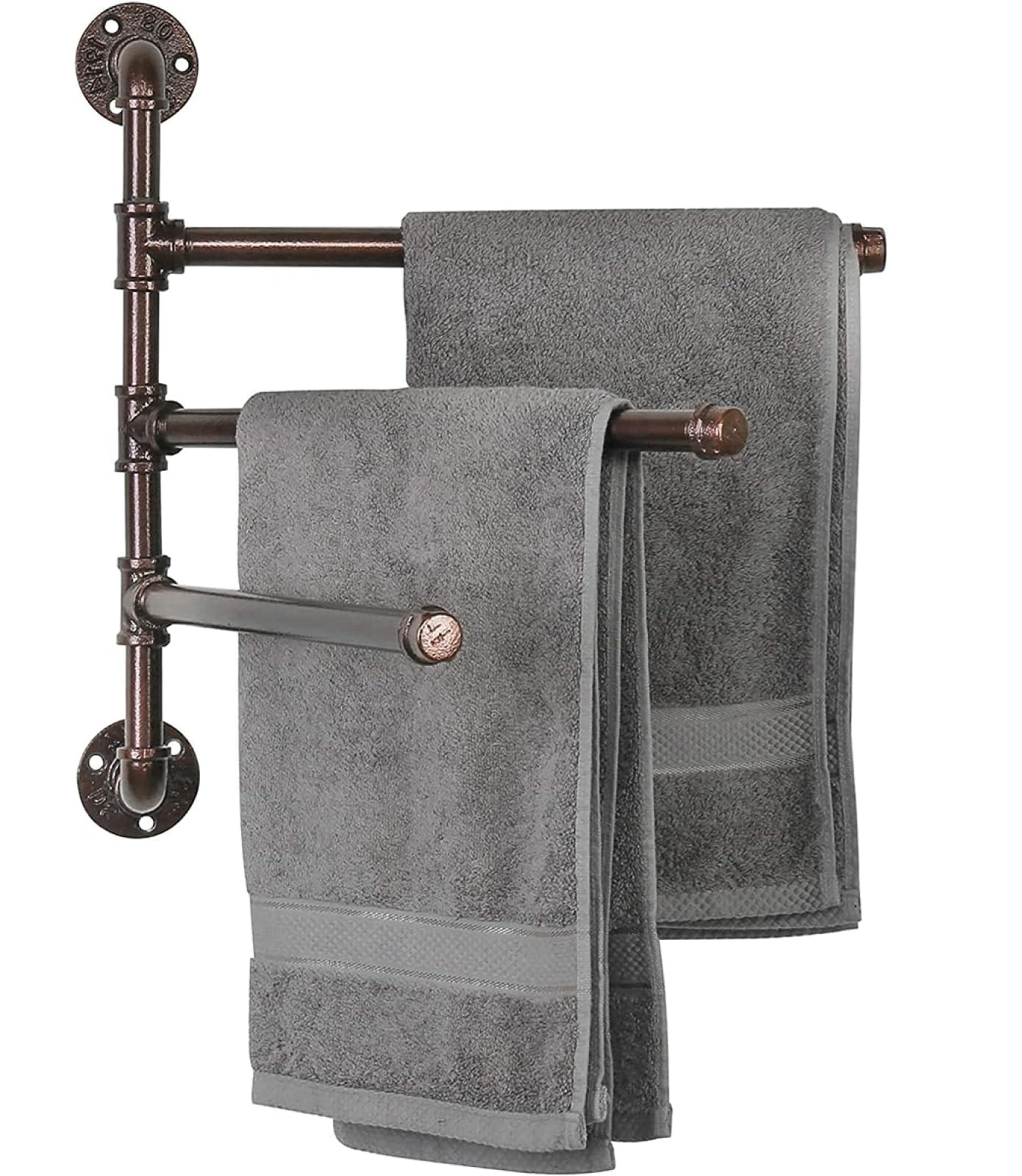 Toallero De Tubo Industrial, Estante Montado Industrial con 3 Barras De Toalla, Soporte De Hierro Rústico para Bricolaje, Estante Desgastado sobre Inodoro para Cocina, Pared De Baño, 1 Paquete