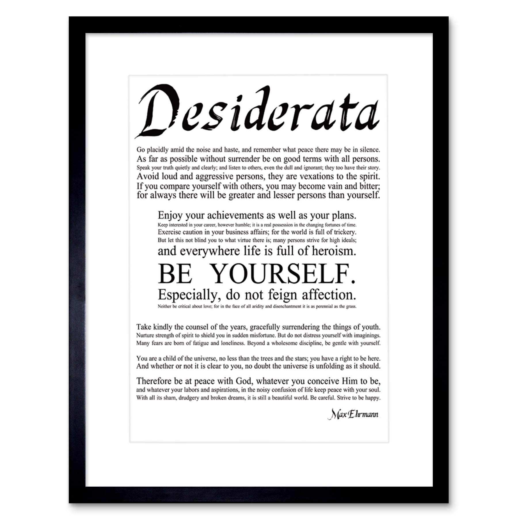 Wee Blue Coo Desiderata Ehrmann Go Placidly Amid Yourself Quote Framed Wall Art Print
