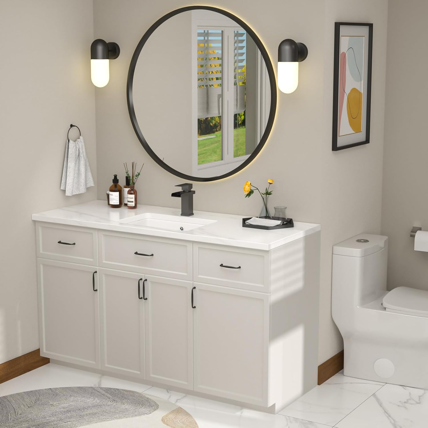19''x14'' Undermount Bathroom Sink Rectangle Bathroom Sink White Porcelain Ceramic Sinks Vanity Sink Under Counter Basin Lavatory Sink Vessel Sink