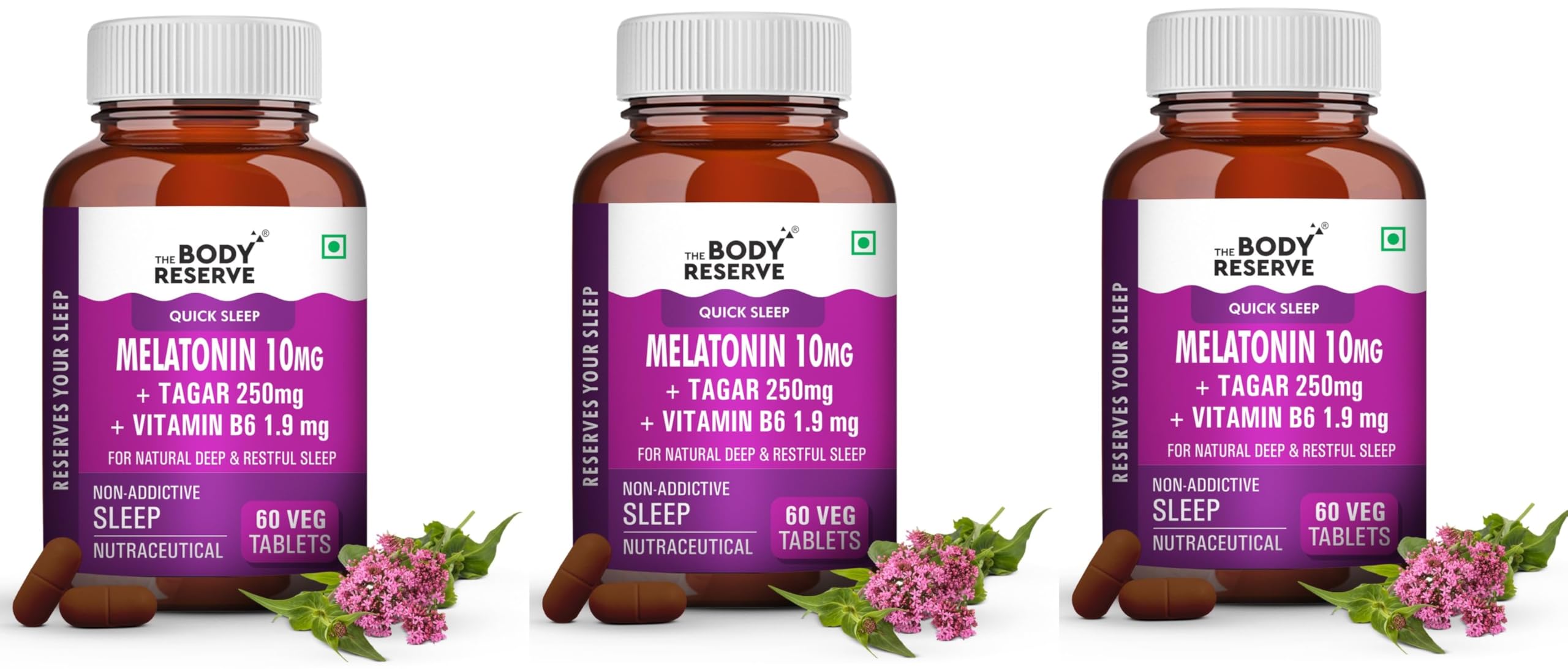 The Body Reserve Melatonin 10mg with Tagar 250mg - 60 Veg Tablets for Natural Sleep Aid, Muscle Recovery, Nerve Relaxation, and Stress Relief - Non-Habit Forming Sleep Aid for Men & Women, Pack of 3 (B0D8TNWCZL) Amazon Price History, Amazon Price Tracker