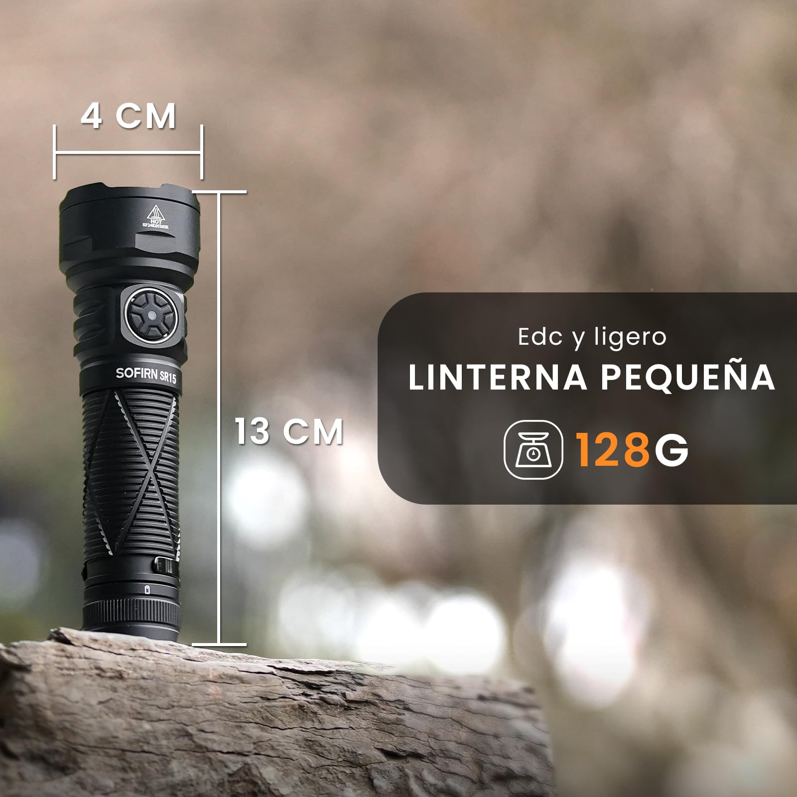 Sofirn SR15 Linterna LED Recargable, 4500 Lúmenes, 510 m Alcance, Linterna Tactica con 8 Modos, USB-C, IPX8 Impermeable, Base Magnética, Clip y Diseño Compacto para Trabajo, Emergencias y Uso Diario