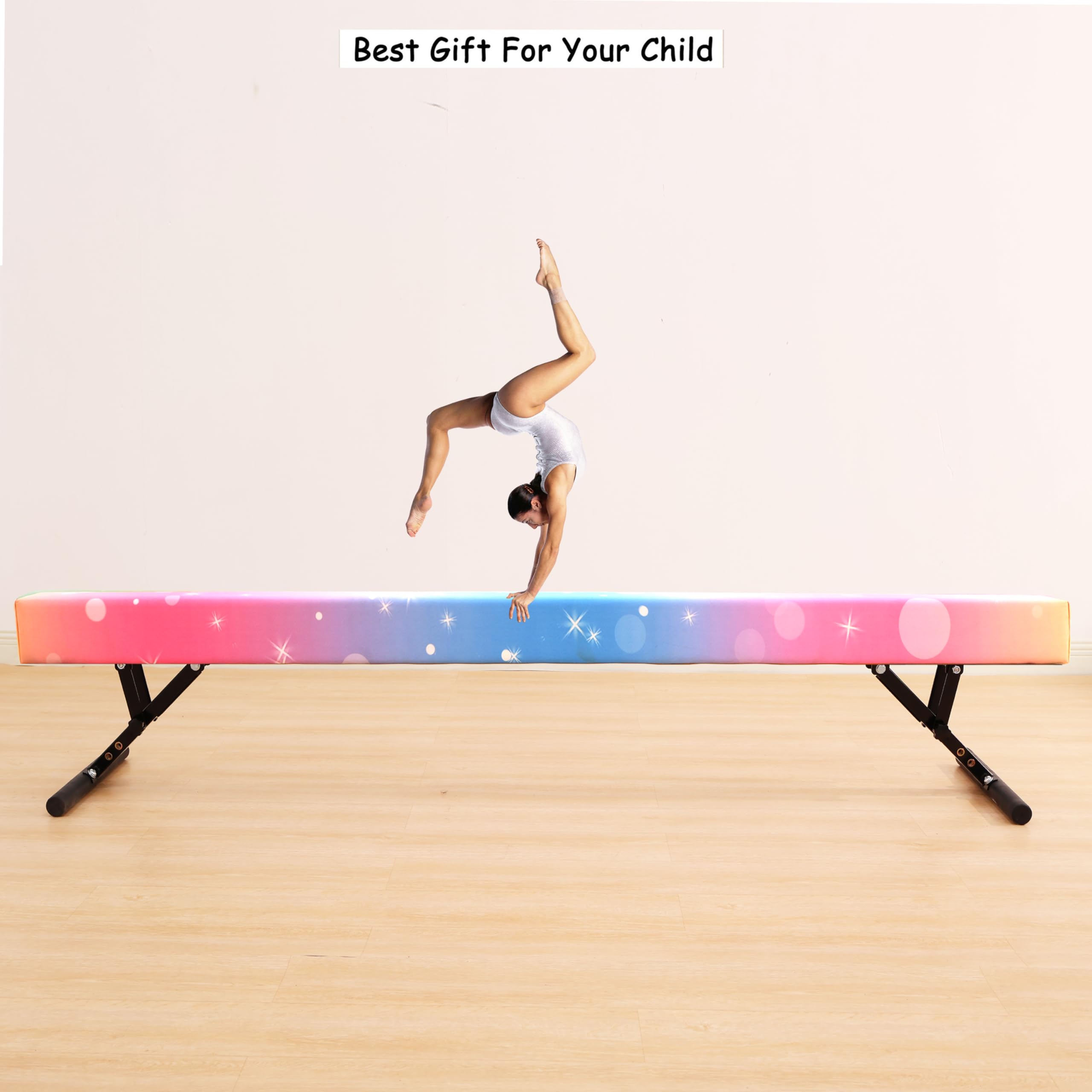 MARFULA Adjustable Balance Beam 8 ft Gymnastic Beam Adjustable Height for Kids and Teenage of All Gymnastic Levels, Gymnastic Training Beam Gymnastic Equipment for Athlete Home and Gym Club Use