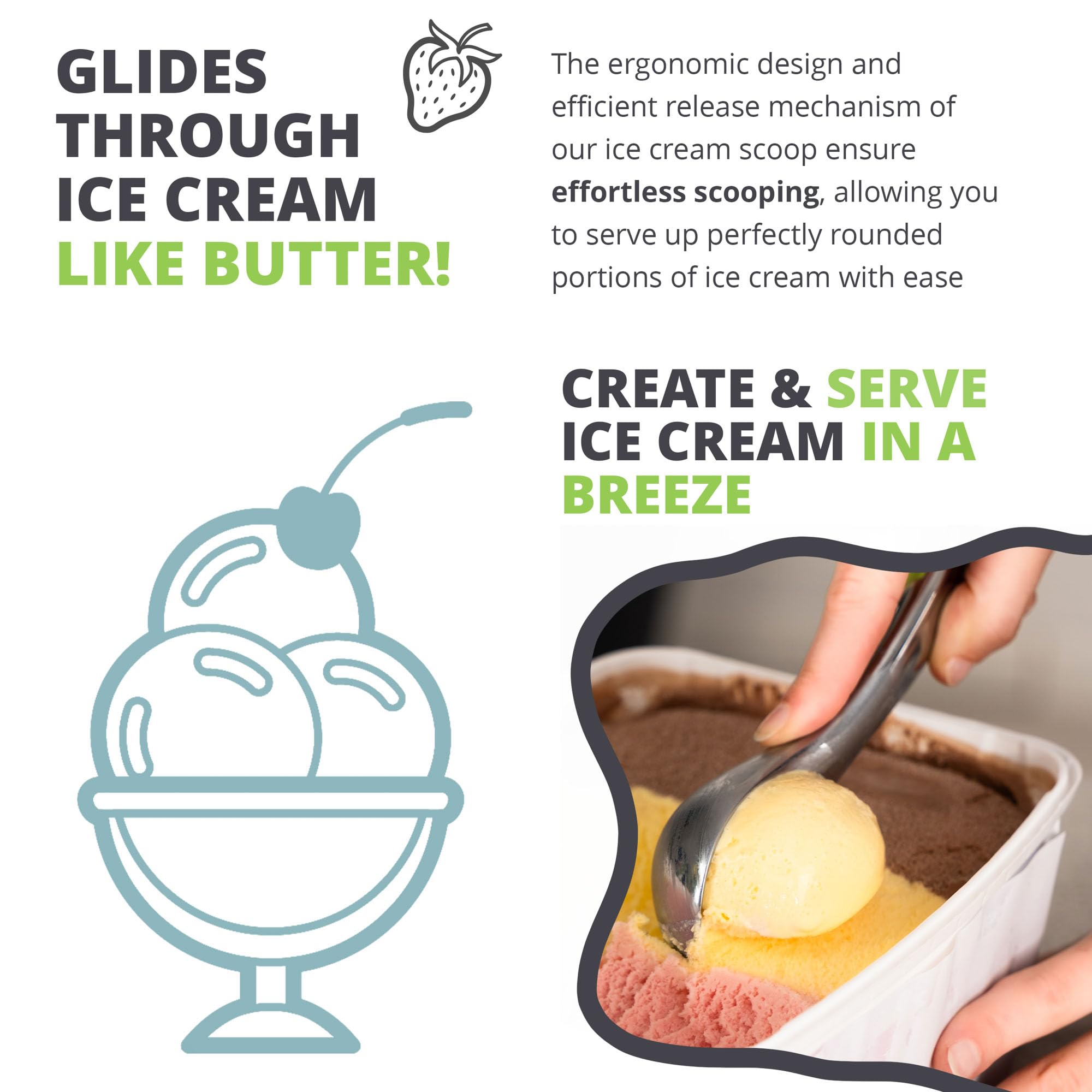 Oliver's Kitchen ® Ice Cream Scoop, Create Perfect Spheres with Our Heavy Duty Ice Cream Scooper - Image 3