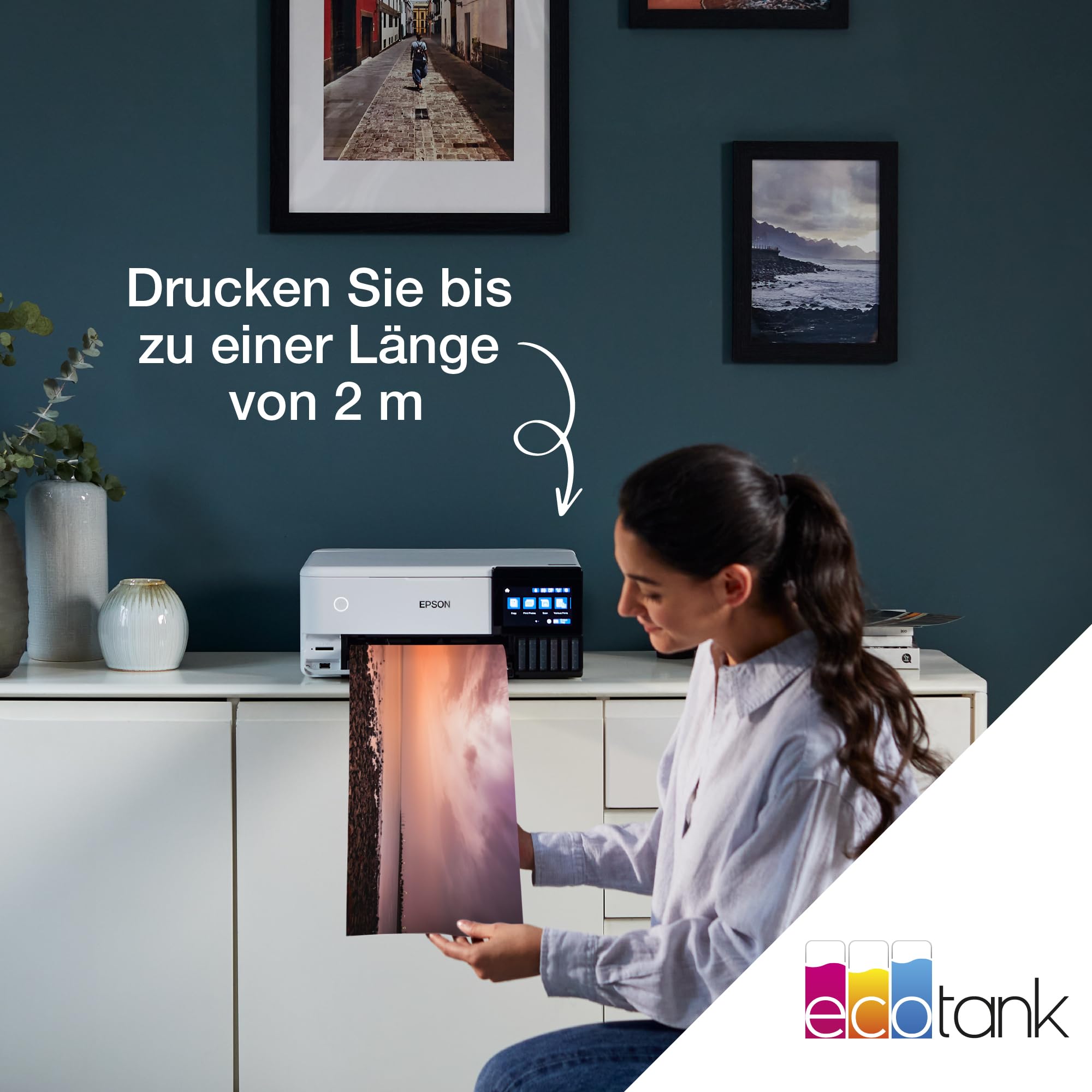 Epson EcoTank ET-8500 Tintentankdrucker | Fotodruck | 6-Farb-Tintensystem | WLAN | A4 | Drucken, Kopieren, Scannen | 10.9 cm Touchscreen | Duplexdruck | hinterer Papiereinzug