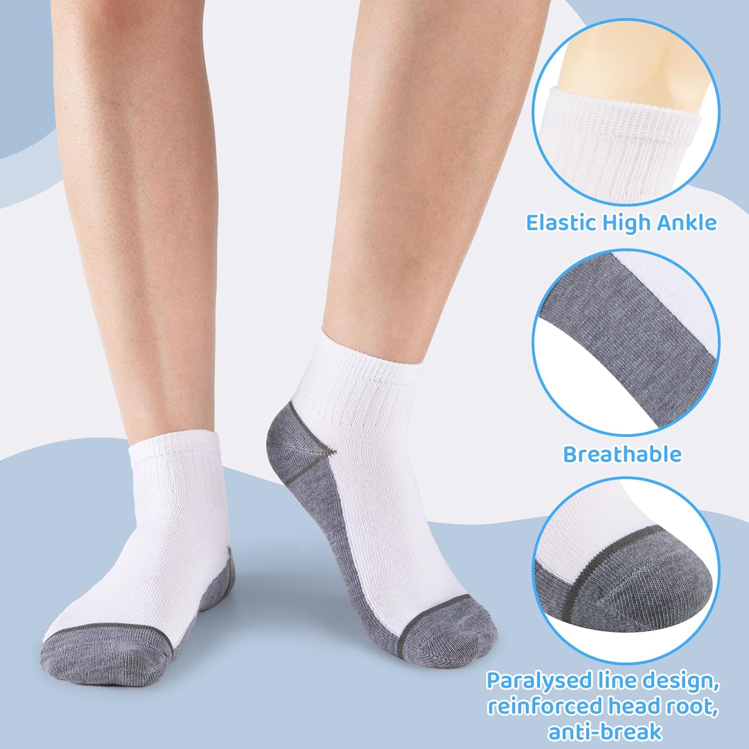 30 Pairs Ankle Socks For Little Boys 4-12 Years Old | Thin, Breathable Athletic Black/White/Grey Kids Socks Bulk Pack - Image 4