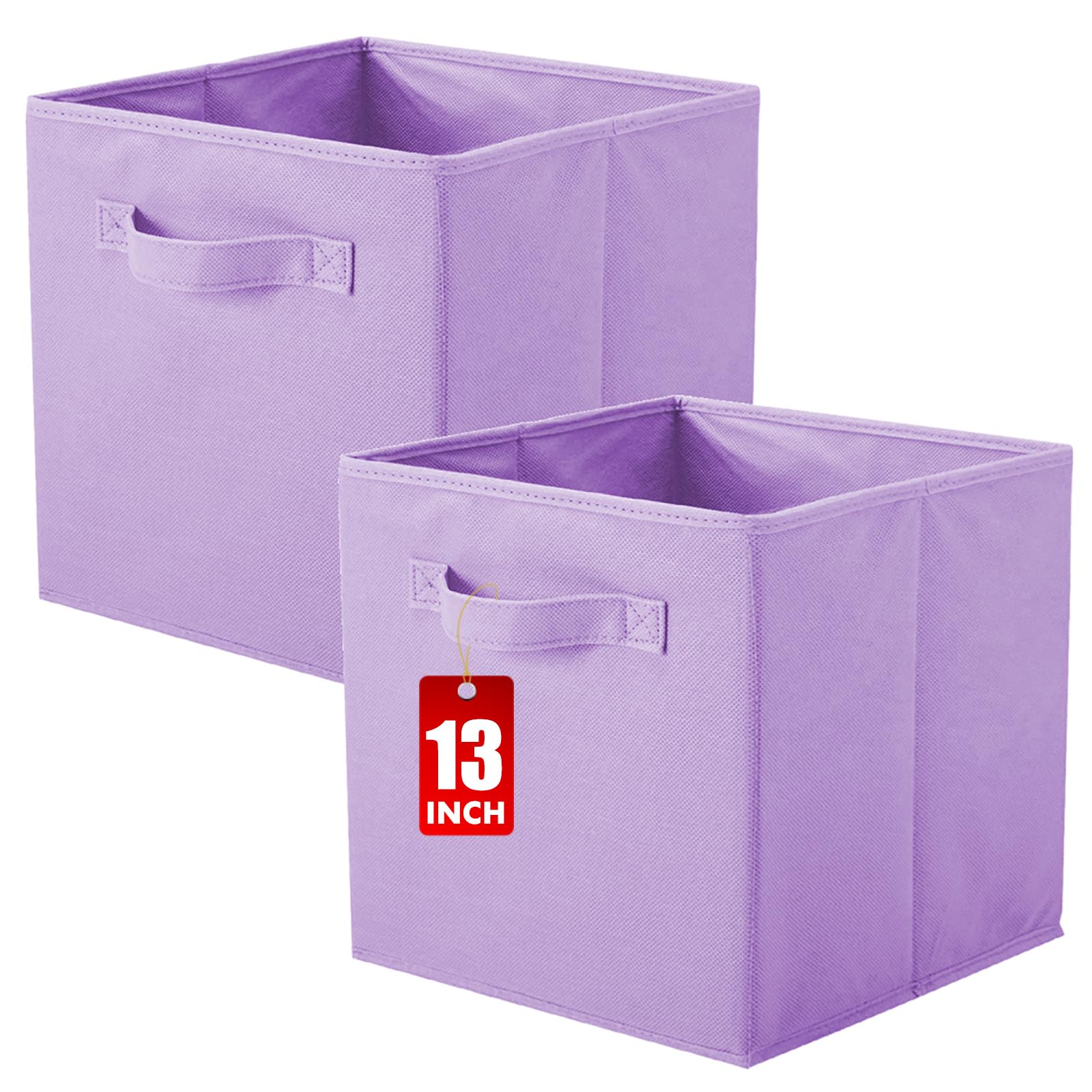 ShellKingdom Foldable Fabric Storage Cubes And Cloth Organizer Drawer For Closet And Toys, 13 X 13 X 13 INCH, 2 Pack (Lavender)