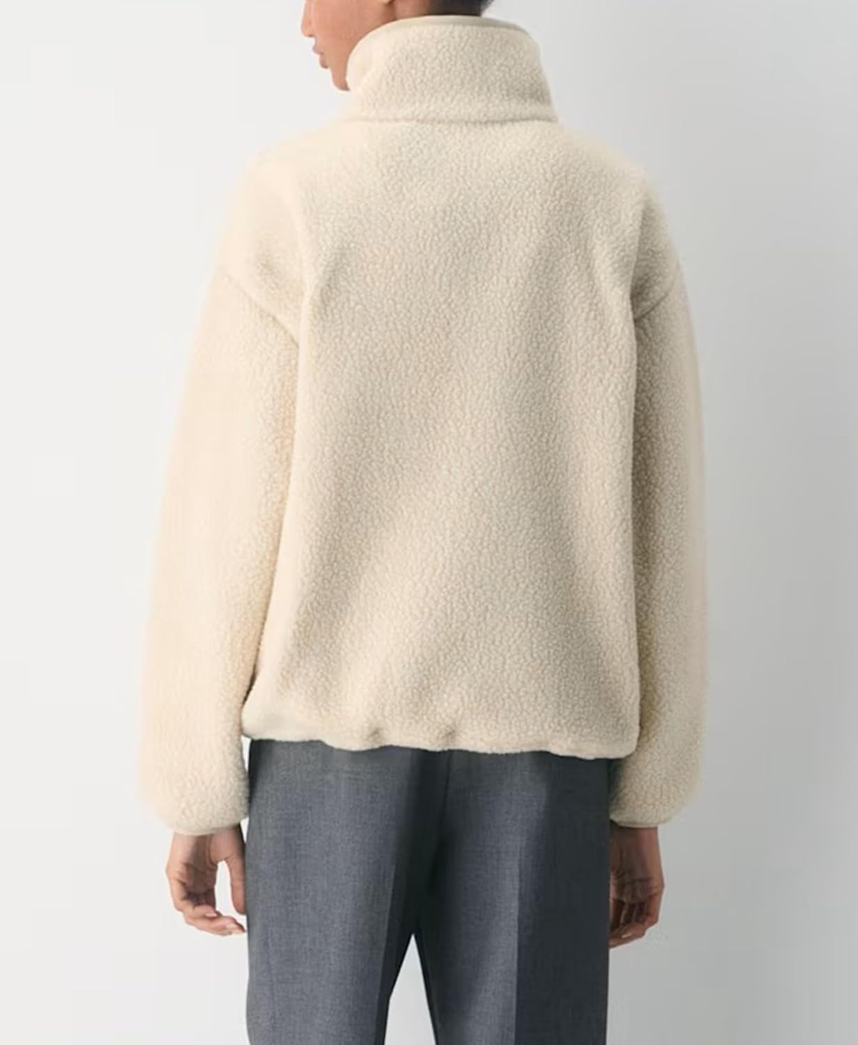 OPCAKM Women's Sherpa Fleece Jacket Quarter Zip Pullover Warm Oversized Sweatshirt Long Sleeve Teddy Coat with Pockets - Image 3