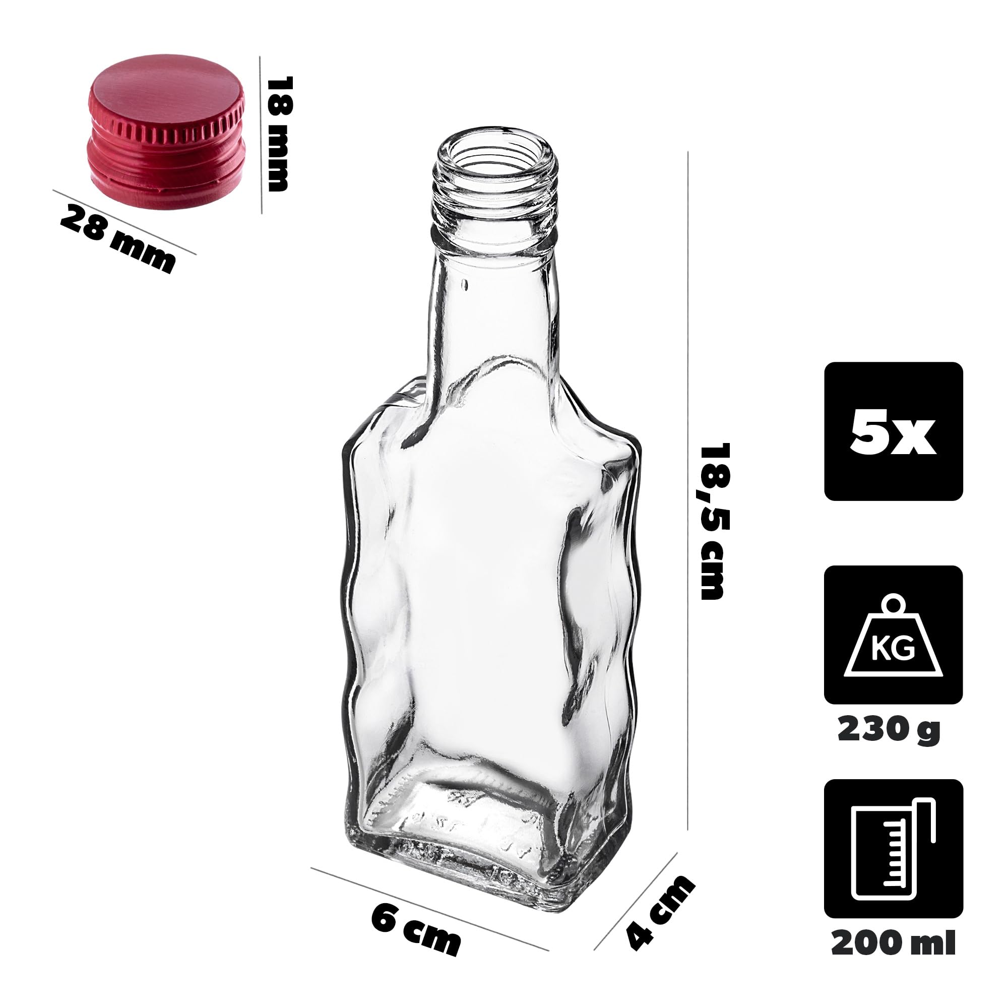 KADAX Joonis Lot De 6 Bouteilles En Verre 0,5L Avec Bouchon En Liège - Bouteilles à Liqueur Réutilisables
