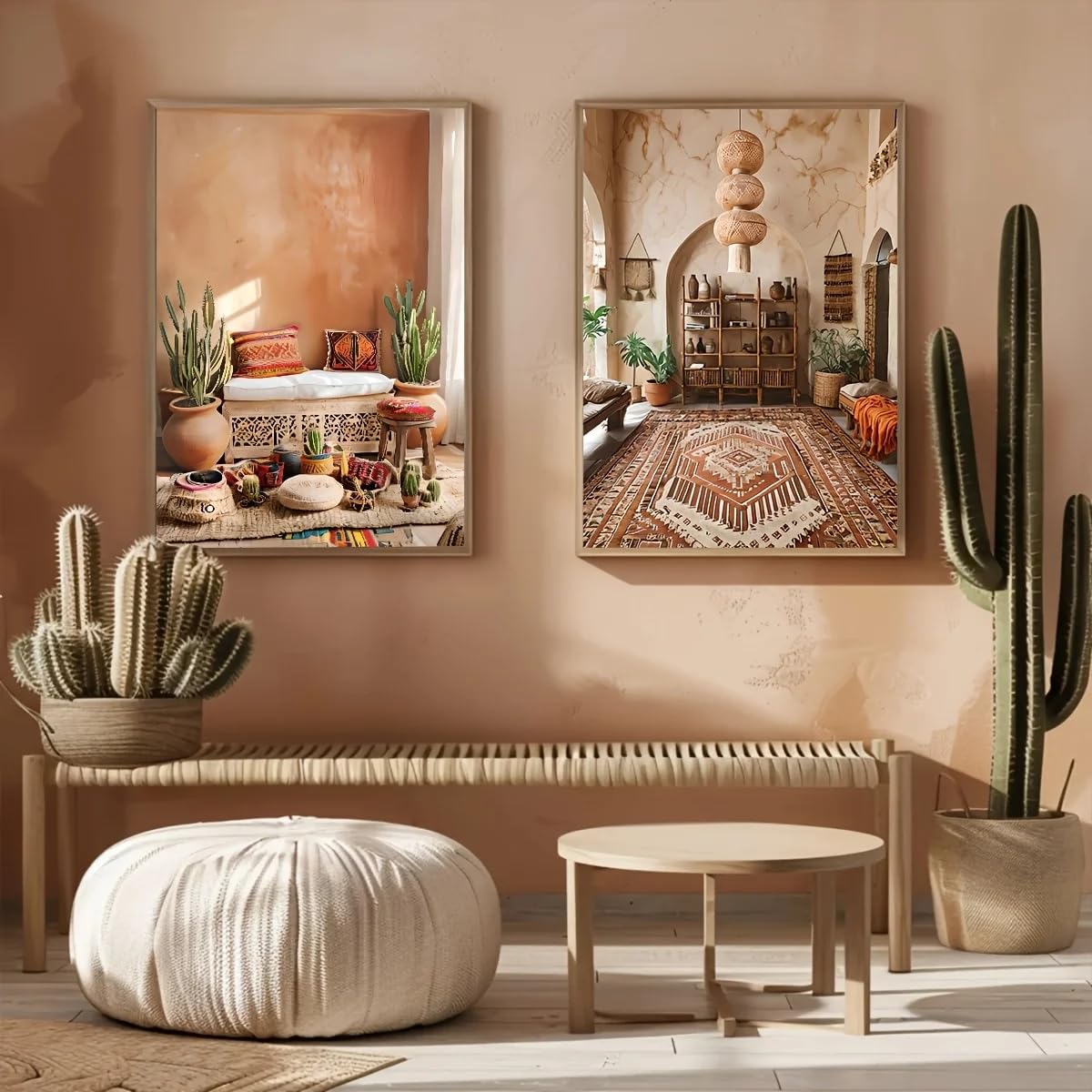 LTjiajuypd Wall Art Neutral Boho Print Terracotta Cactus Decor Poster Minimalist Art Bedroom Home Decor(35x50cm-2Pcs)