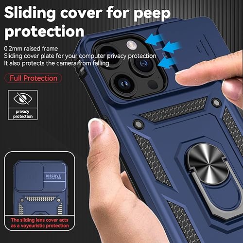 Miniatura 2 de Hitaoyou Funda para iPhone 15 Pro, iPhone 15 Pro con funda para cámara y soporte, grado militar, a prueba de golpes, resistente, con soporte