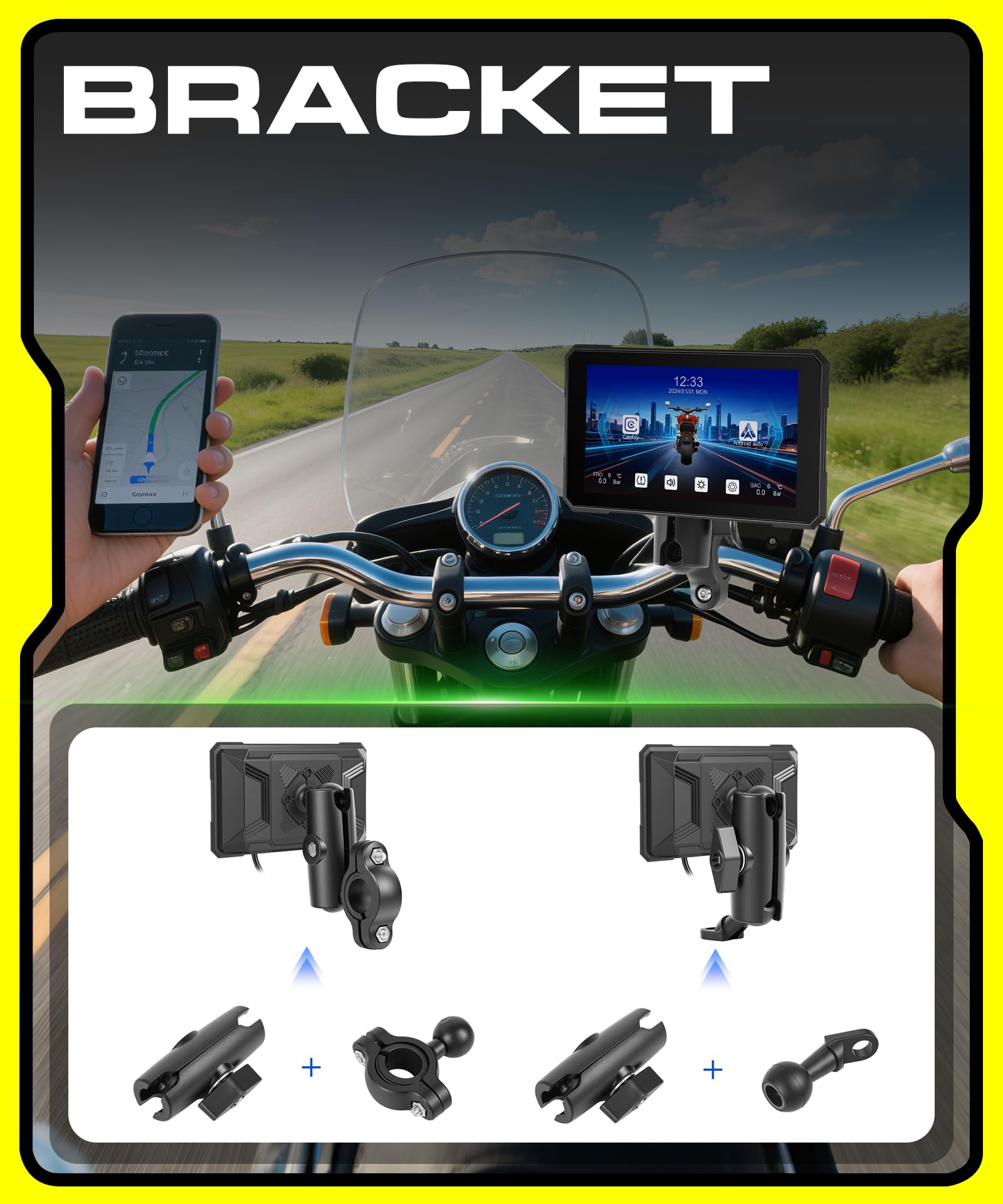 Rimoody 5-calowy ekran Carplay do motocykla bezprzewodowy Carplay Android samochód