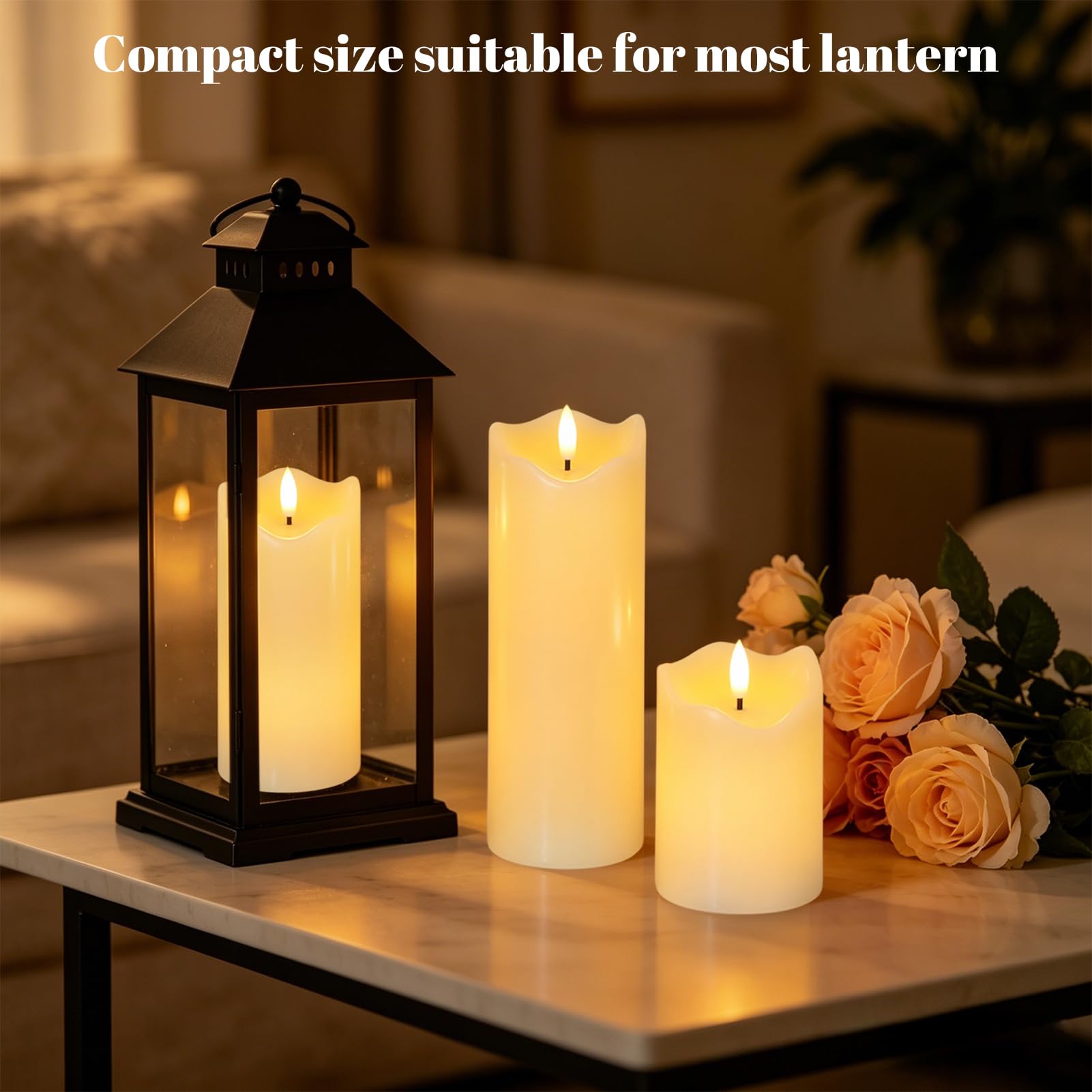 Eldnacele Candele cilindriche a pilastro senza fiamma a batteria, con telecomando a 10 tasti e timer, confezione da 3 candele a LED in vera cera, con stoppino tremolante, luce calda tremolante