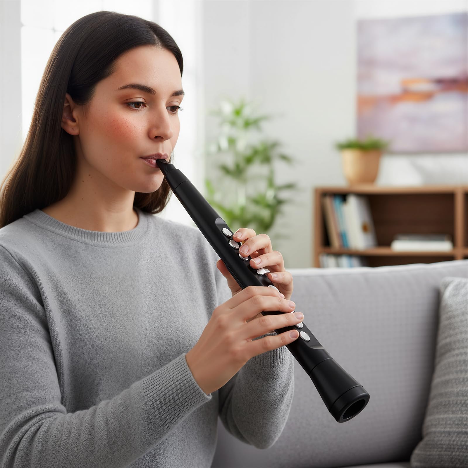 GOPLUS Saxophone Électronique avec Écran LED, Instrument à Vent Numérique avec MIDI, 100 Sons, 2 Doigtés, 32 Niveaux Sensibilité, 12 Fonctions Transposition, Haut-Parleur & Écouteurs