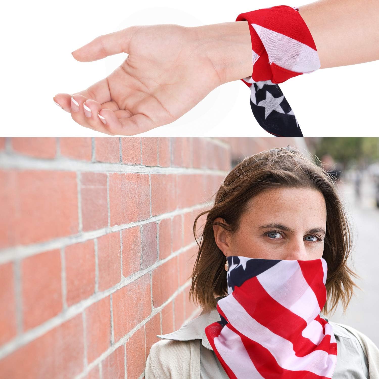 SATINIOR 24 Pack American Flag Bandanas 4th of July USA Flag Patriotic Bandanas Red White Blue Head Wrap Scarf for Women Men 250th Year Anniversary Accessories