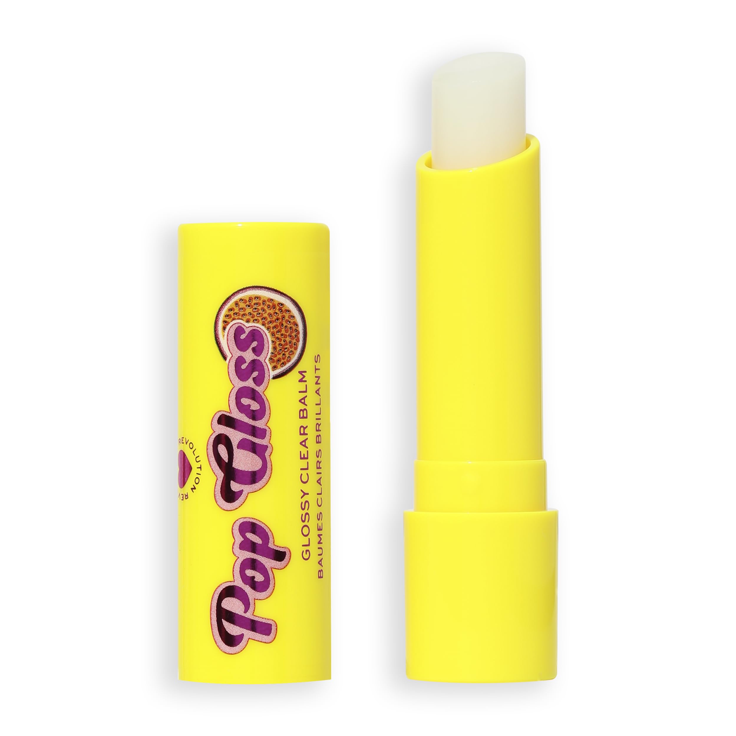 I Heart Revolution Pop Gloss Balm, Hydrating Lip Balm With Glossy Finish & Hint Of Colour, Vegan & Cruelty-Free, Passionfruit Clear