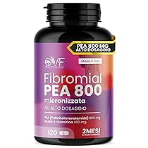OVF Fibromial PEA 800 120cps Integratore Naturale 100% con Palmitoiletanolamide 800 L Acetil Carnitina 400 Senza Eccipienti, Supporto al Benessere di Nervi e Muscoli per Disturbi Diffusi Made In Italy