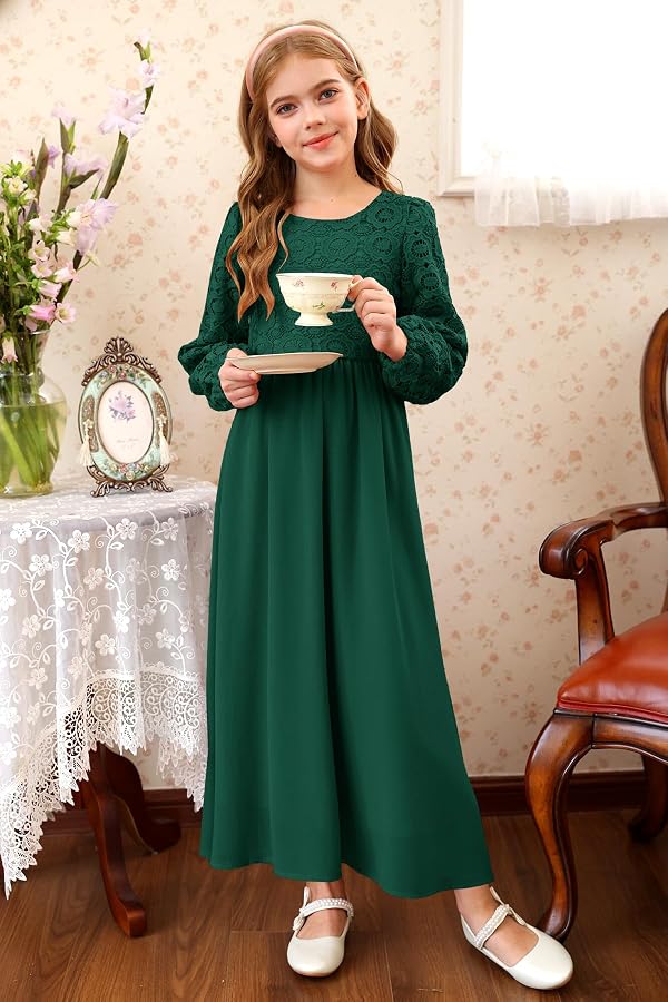 HOSIKA Girls Christmas Maxi Dresses Flowy Formal Party Flower Girl Dress by HOSIKA - Used condition - Image 5