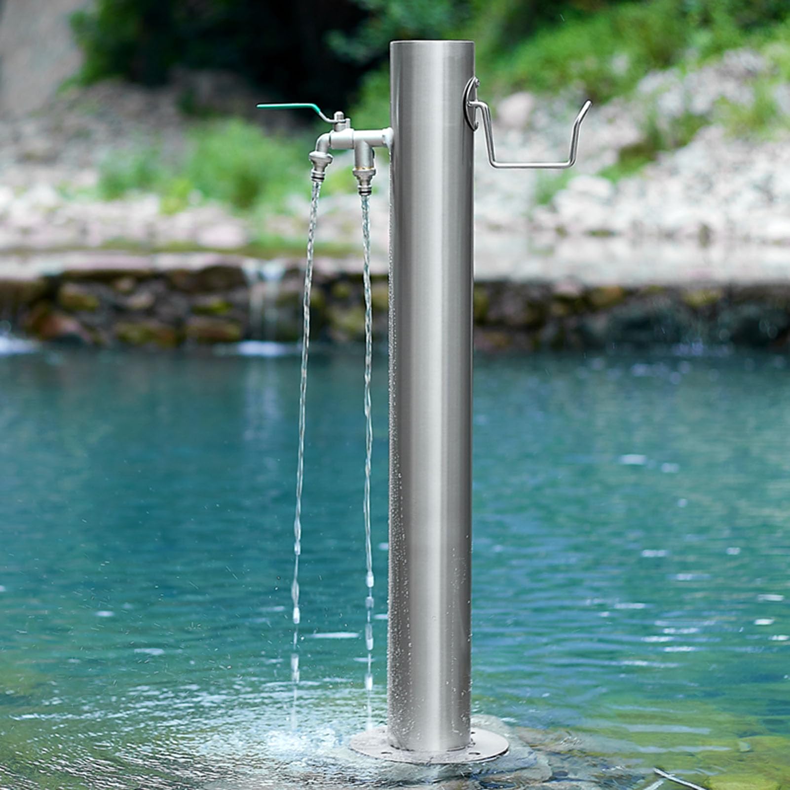 Genérico Columna de Agua Vertical de Acero Inoxidable para jardín, Soporte para Manguera de Exterior con Grifo, estaca de extensión de tubería de Agua de Metal, Fuente Decorativa, dispensad