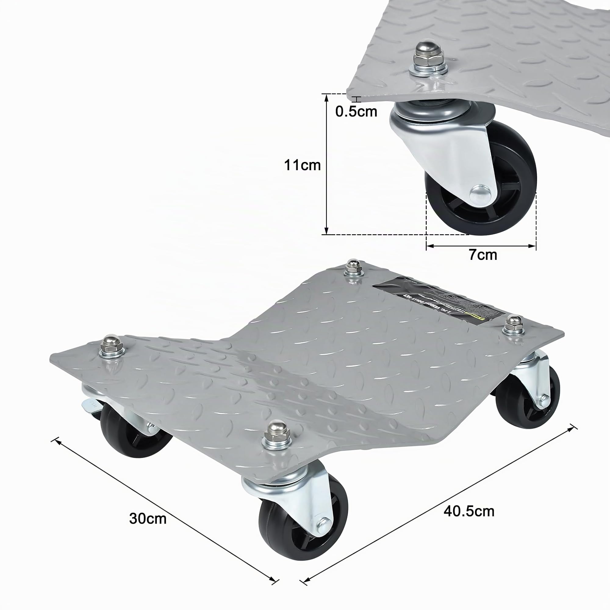 Froadp 4 Stück Rangierhilfe Rangierroller Rangierheber Rangierwagenheber Schwerer Pulverbeschichteter Stahl Reifenwechsel Wagenheber für Auto PKW LKW Anhänger 500 kg pro Plattform, Silber