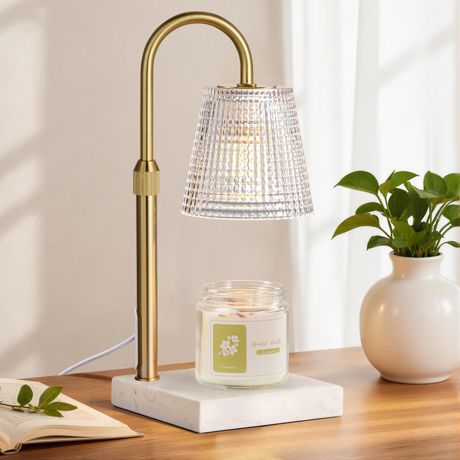 White and Gold Marble Candle Warmer Lamp,Luxury Home Decor