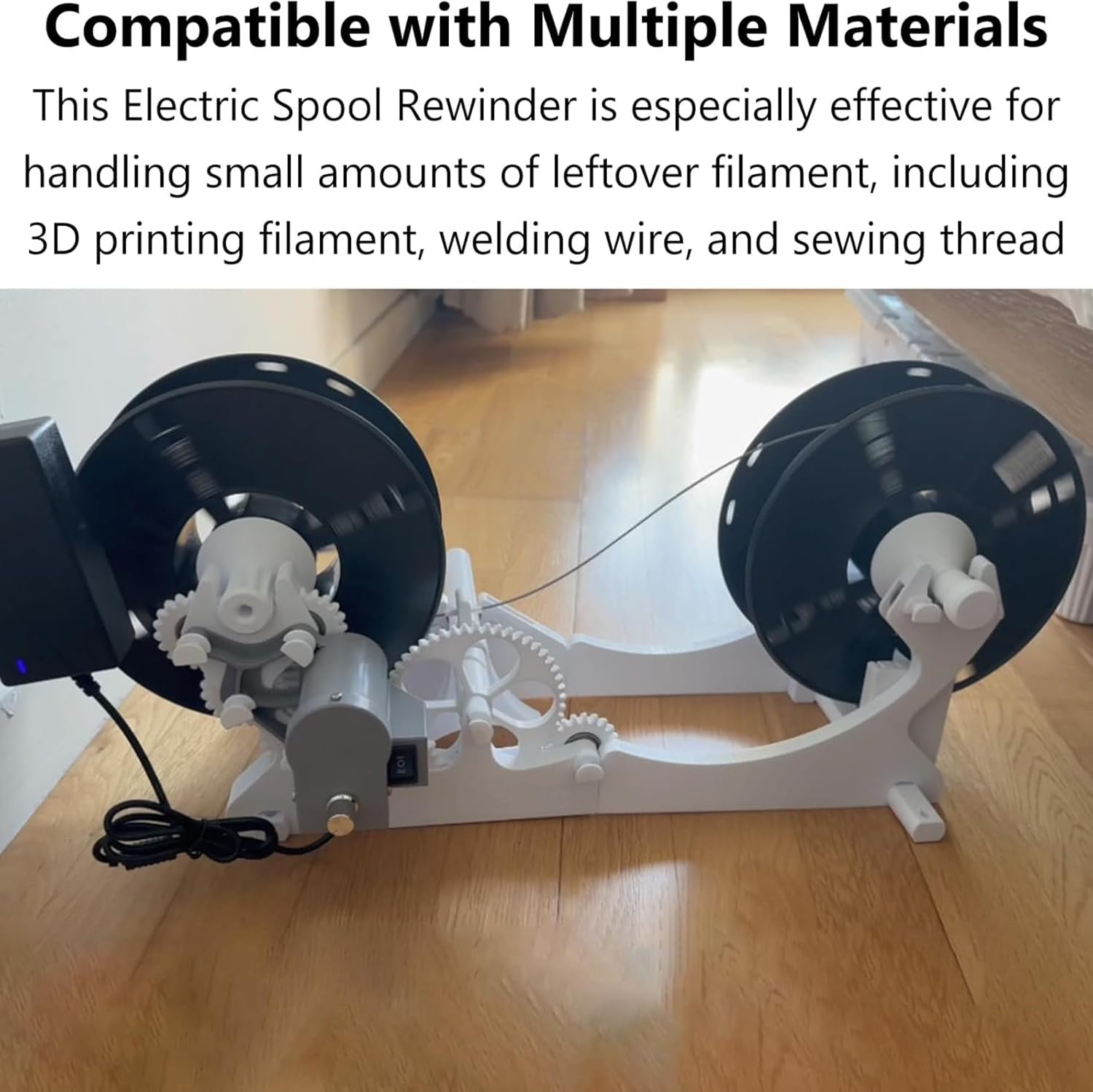 LYSDIANPU Nawijacz filamentu do druku 3D, elektryczny nawijacz materiałów eksploatacyjnych, z mocowaniem pozycjonującym, utrzymuje szpule o wadze do 1 kg, równomierne nawijanie filamentu, wysoka